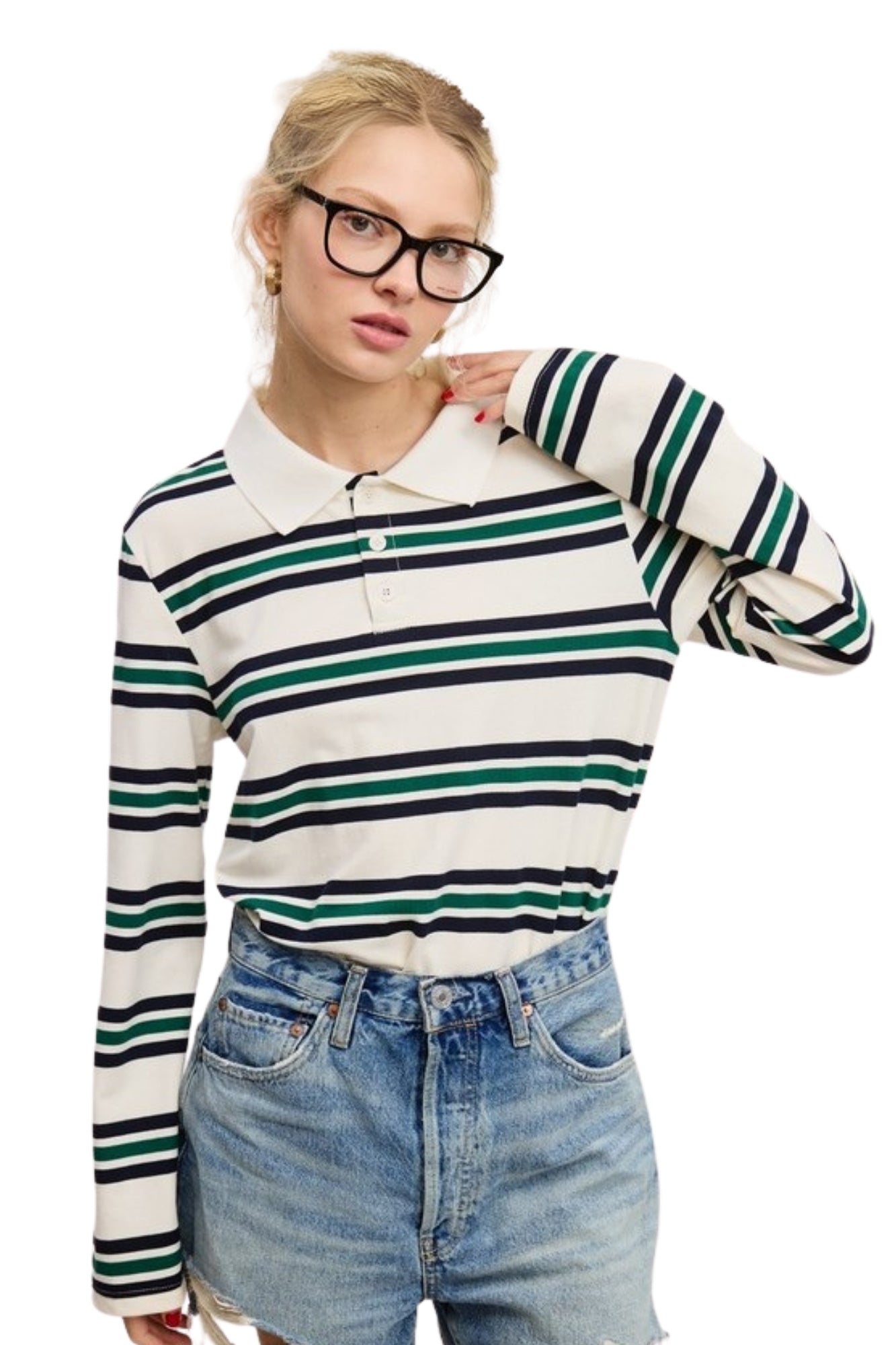 OVERSIZED MULTICOLOR LAUREL STRIPED POLO SHIRT