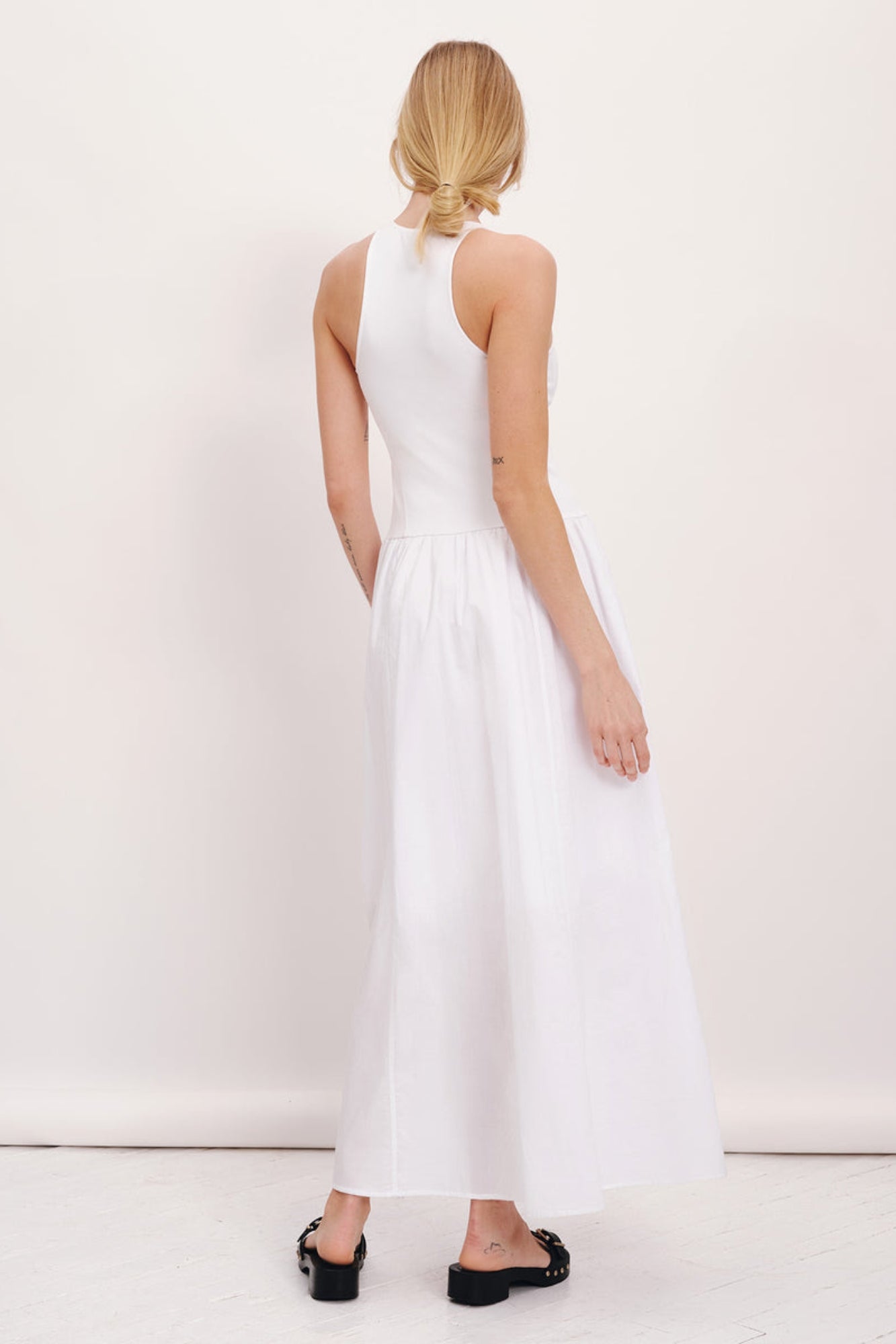 PIMA COTTON MIXED WHITE MAXI DRESS