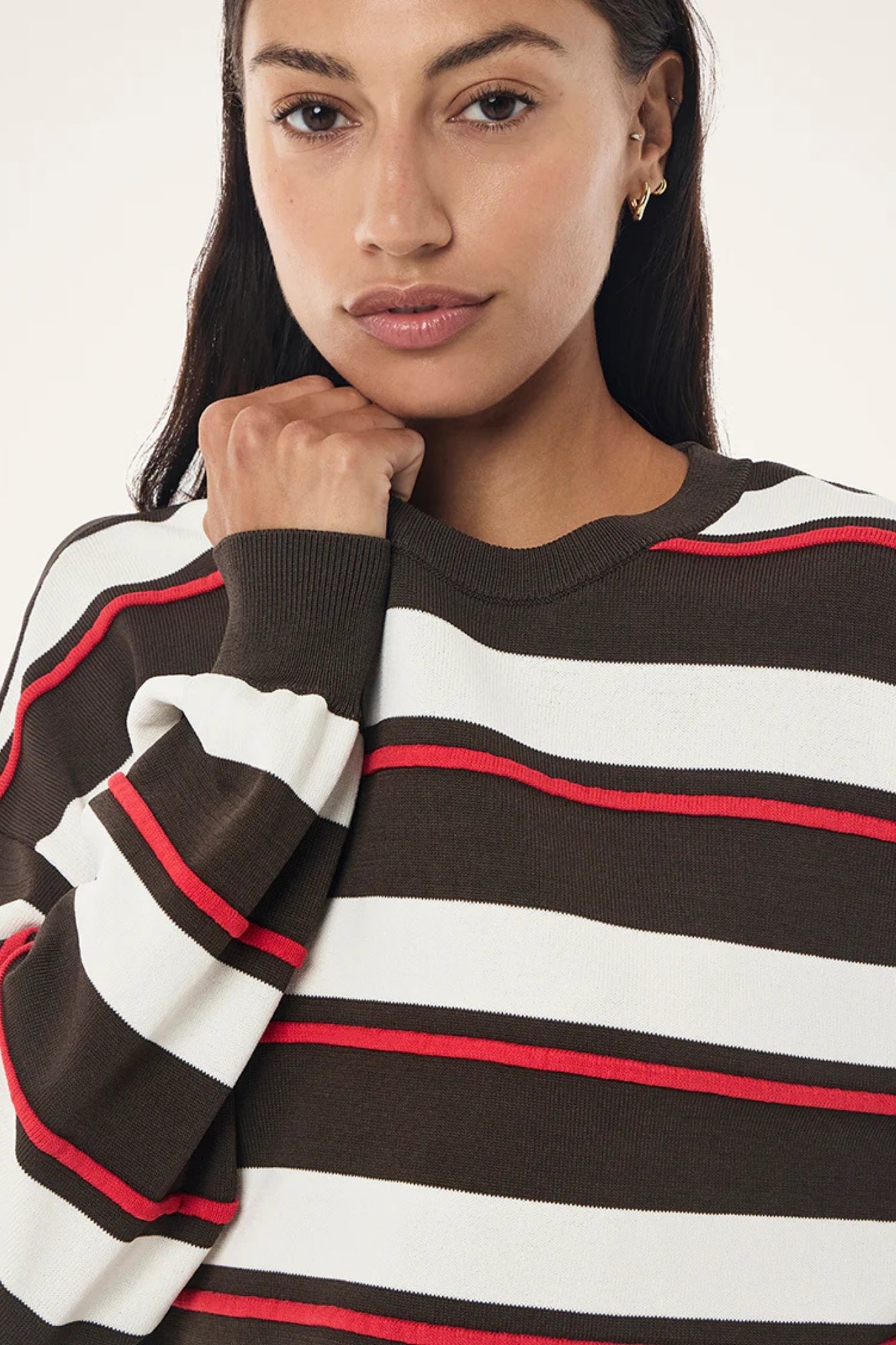 RETREAT STRIPE SWEATER IN DARK OLIVE