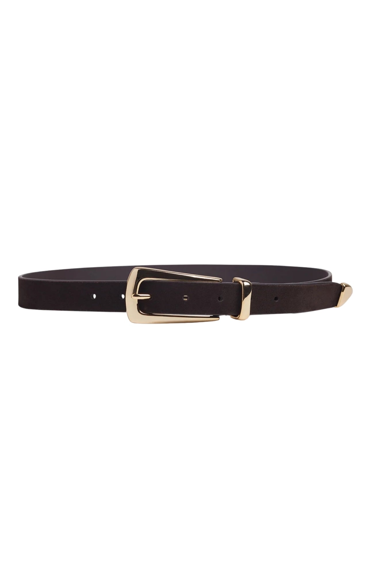 THE SUEDE STATEMENT CHOCOLATE GOLD BELT
