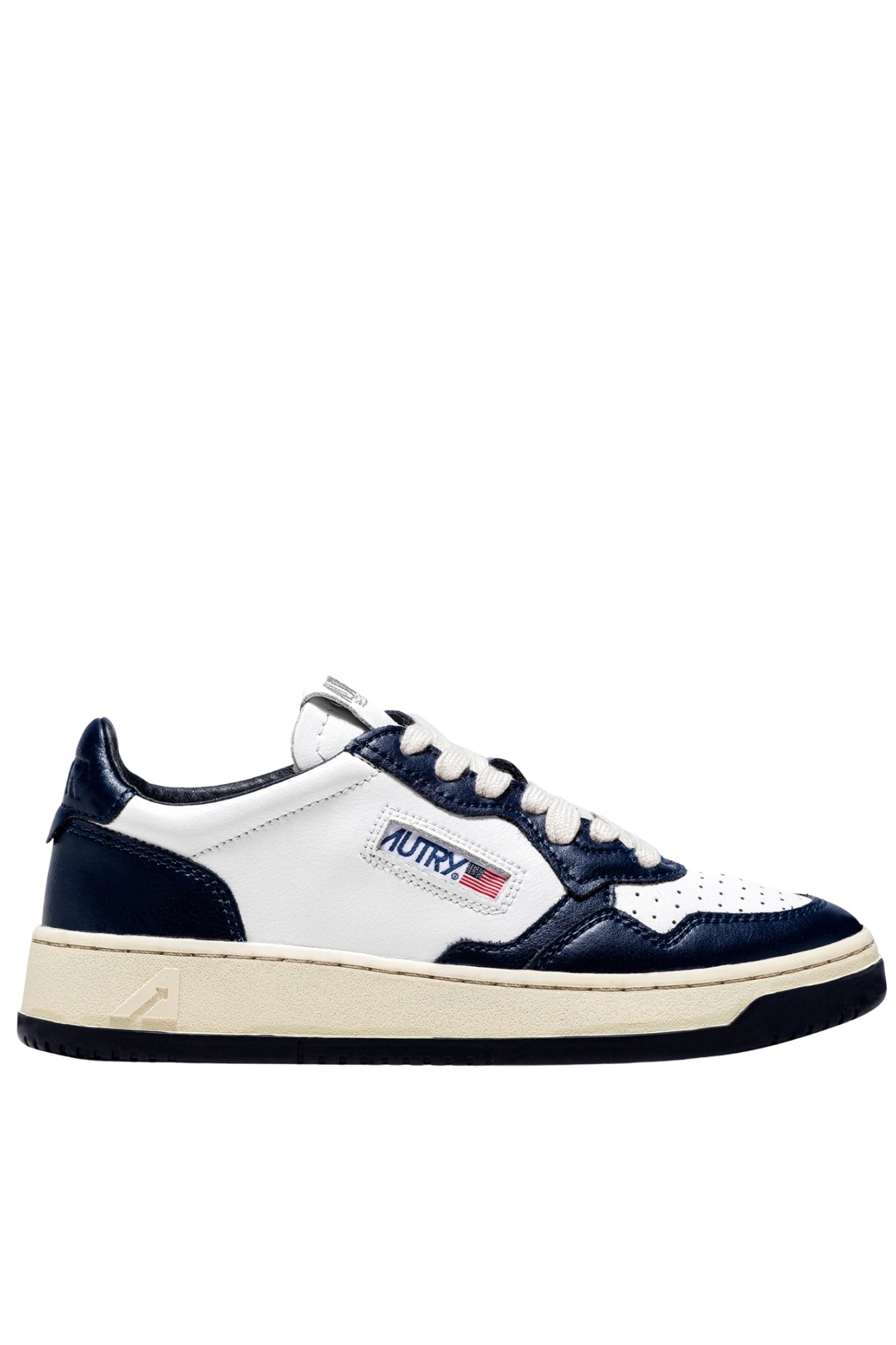 MEDALIST LOW BICOLOR SNEAKERS IN WHITE AND BLUE LEATHER