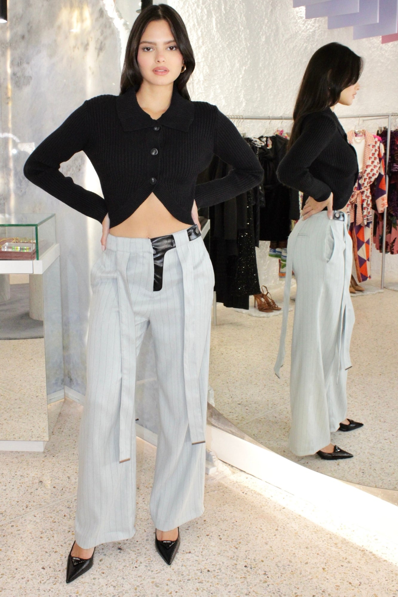 PINSTRIPE BLUE BLACK TROUSER