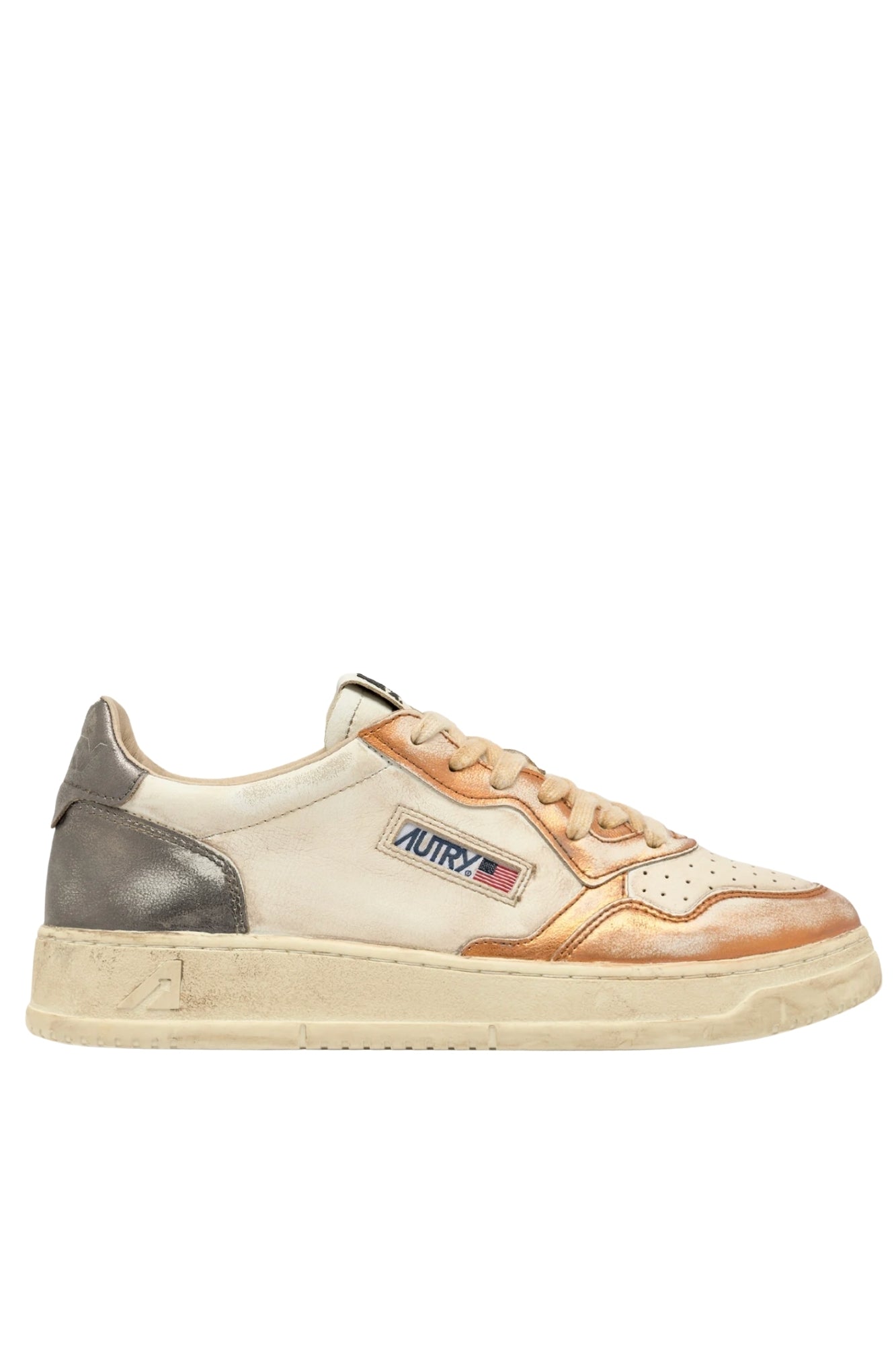 MEDALIST LOW SUPER VINTAGE SNEAKERS IN ORANGE AND GUN-METAL BRUSHED LEATHER