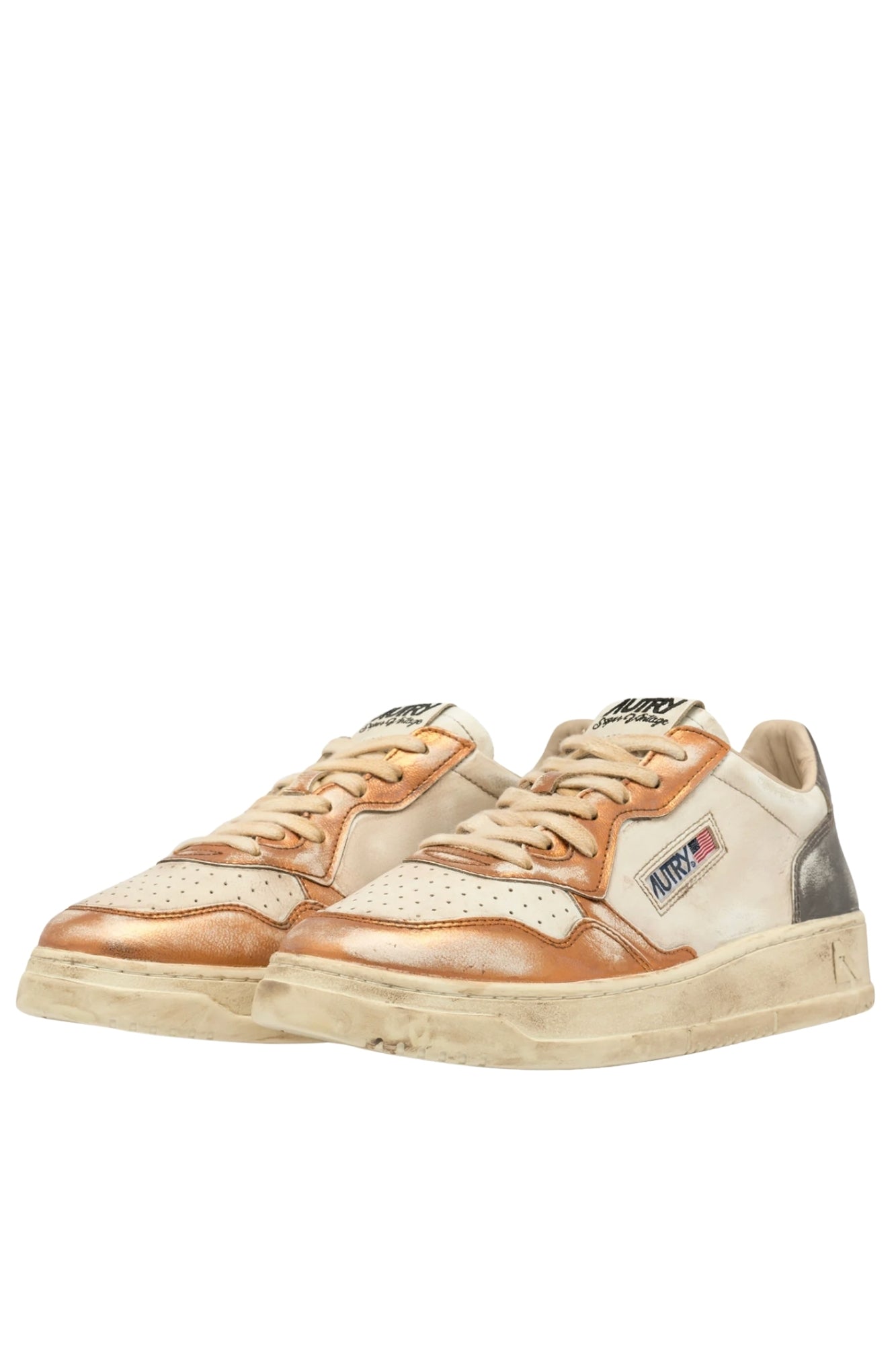 MEDALIST LOW SUPER VINTAGE SNEAKERS IN ORANGE AND GUN-METAL BRUSHED LEATHER