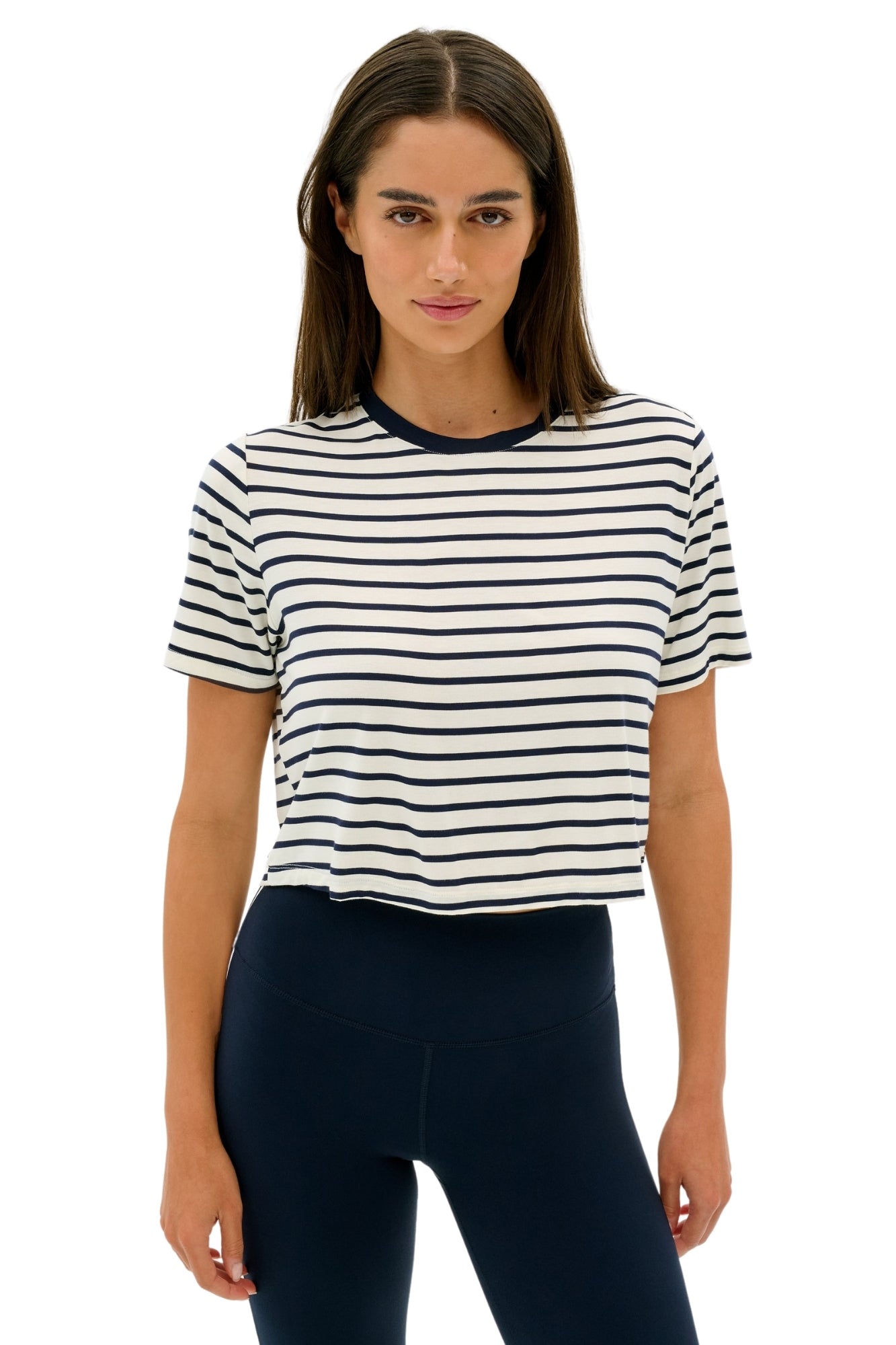DJUNA CROP INDIGO STRIPE RINGER