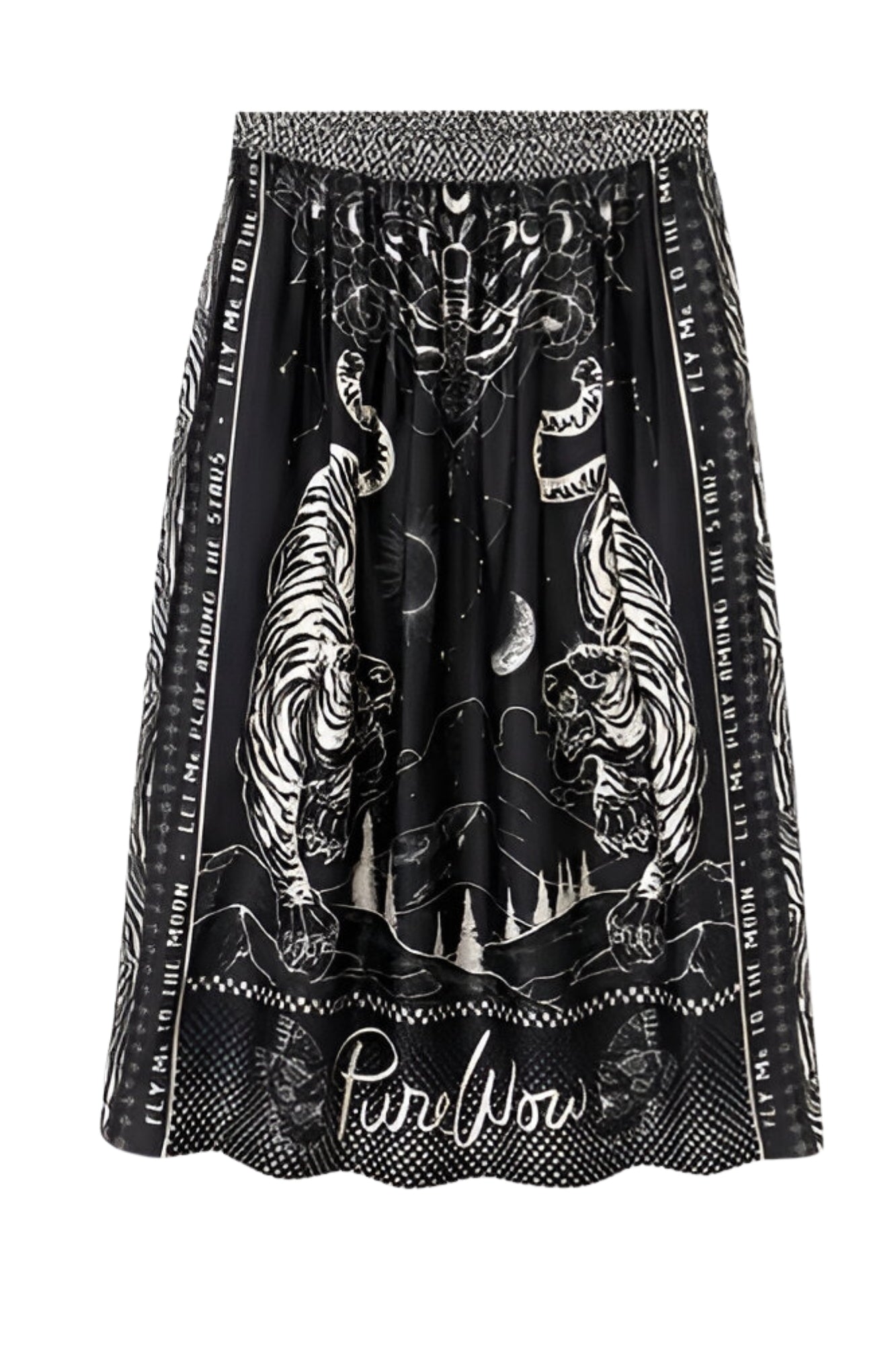 VANESSA PRINTED BLACK MAGIC MIDI SKIRT