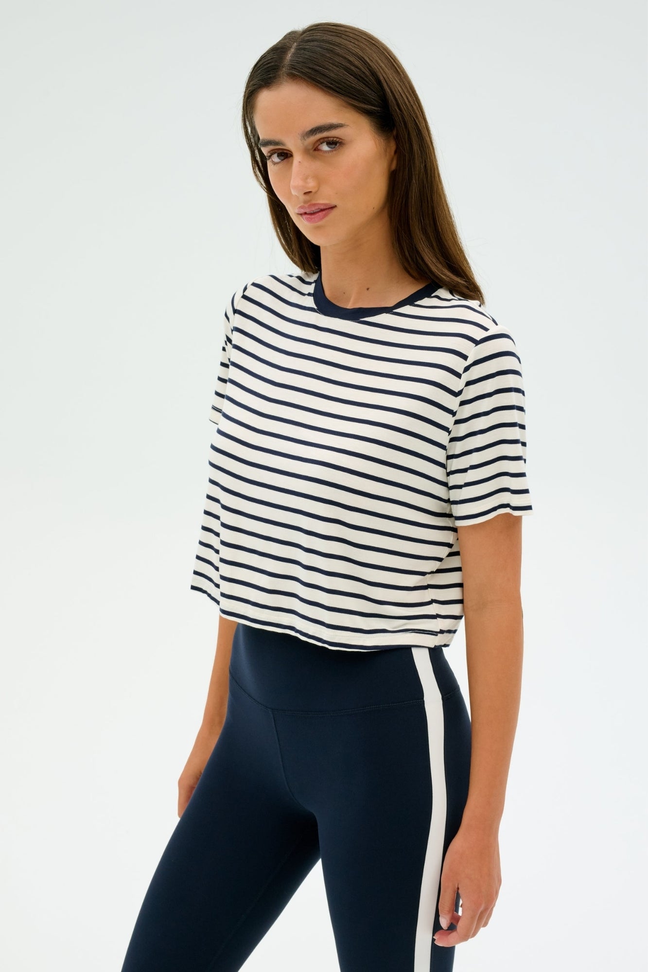DJUNA CROP INDIGO STRIPE RINGER