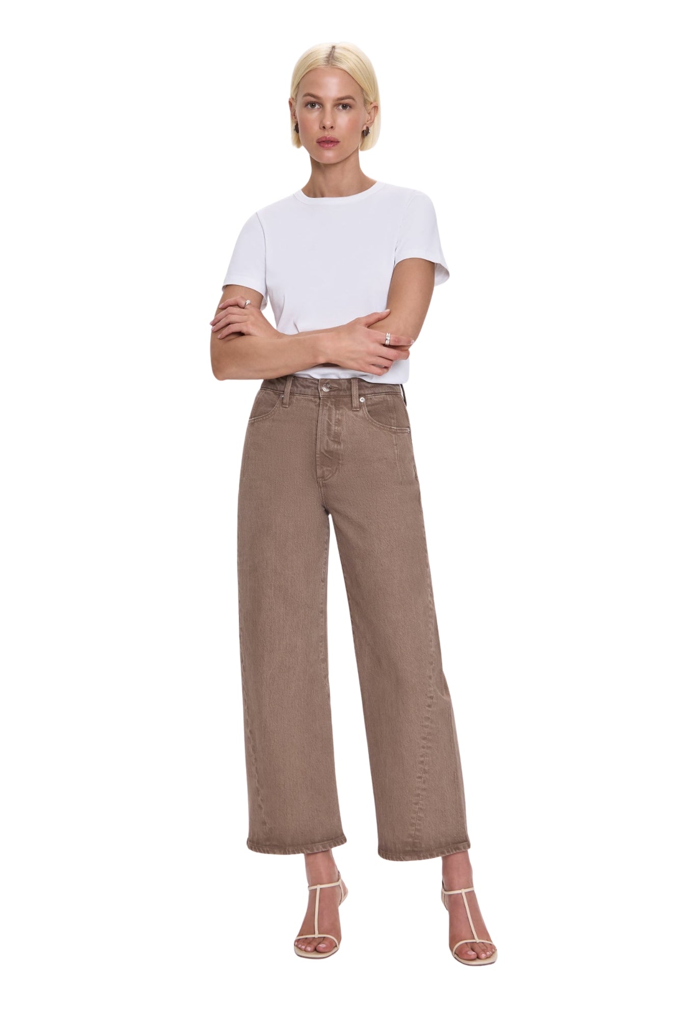 KYRA ANKLE HIGH RISE TANNIN BOWED WIDE LEG