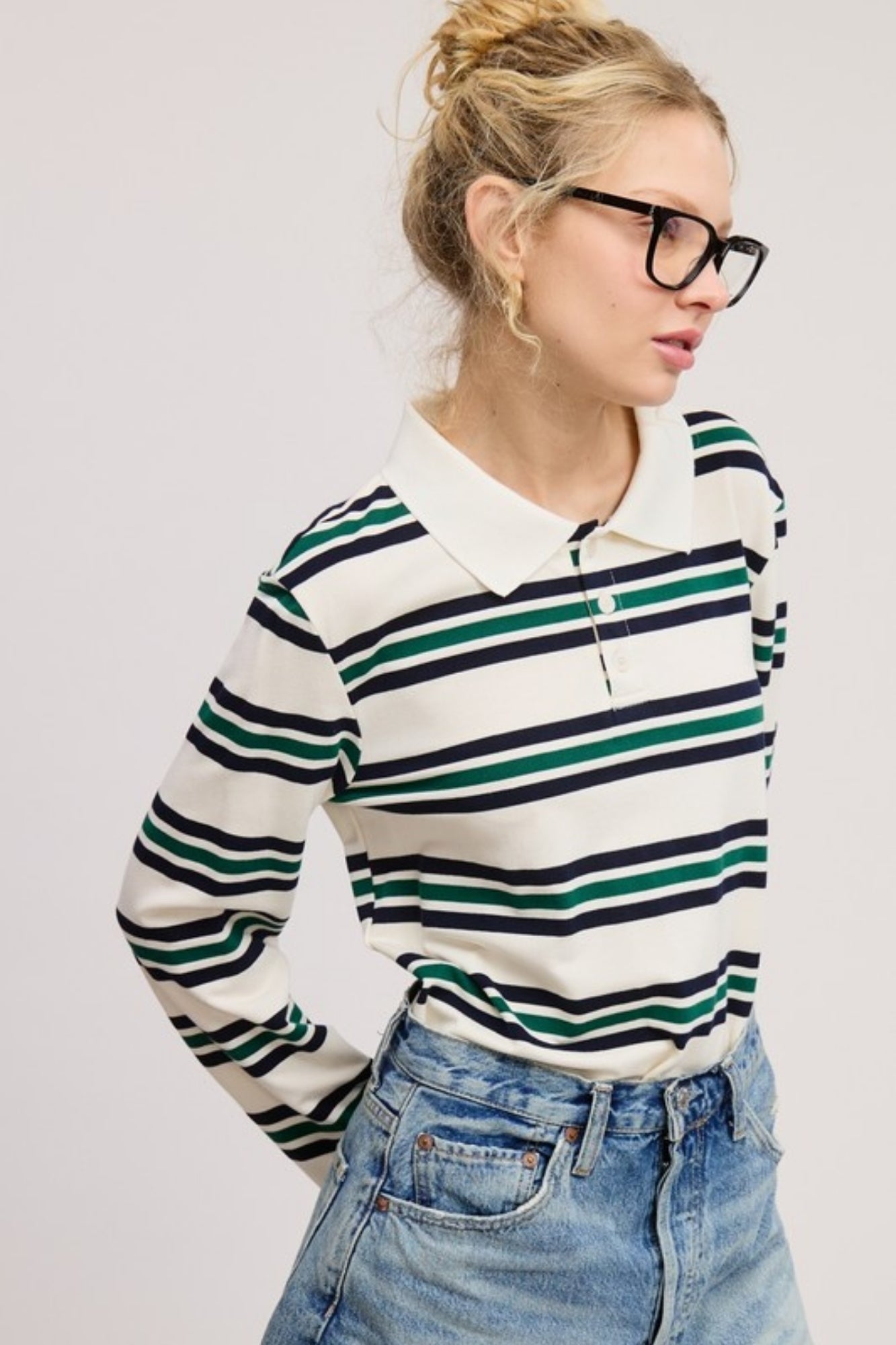 OVERSIZED MULTICOLOR LAUREL STRIPED POLO SHIRT