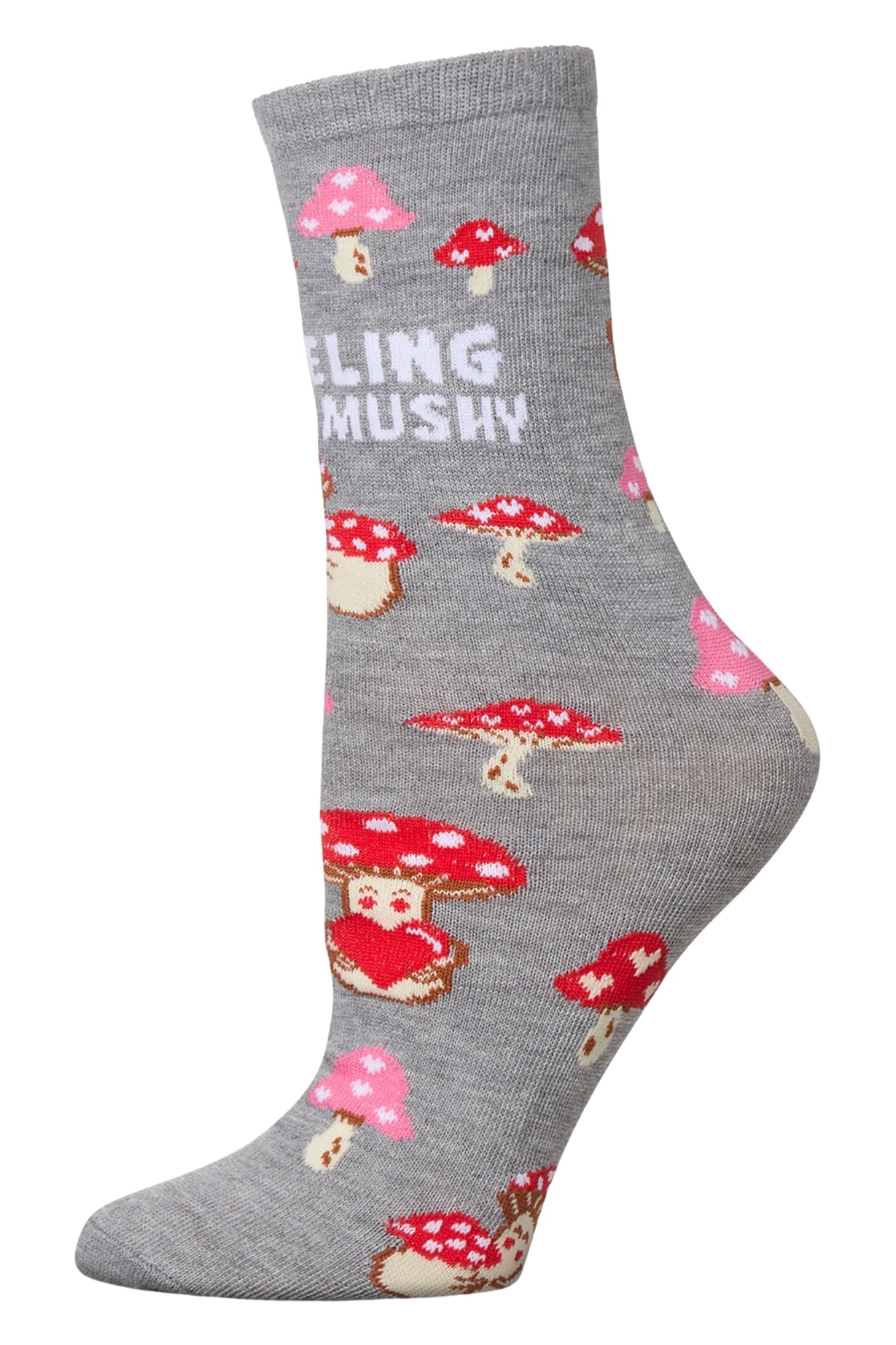 FEELING MUSHY GREETING MED GRAY HEATHER CARD SOCKS