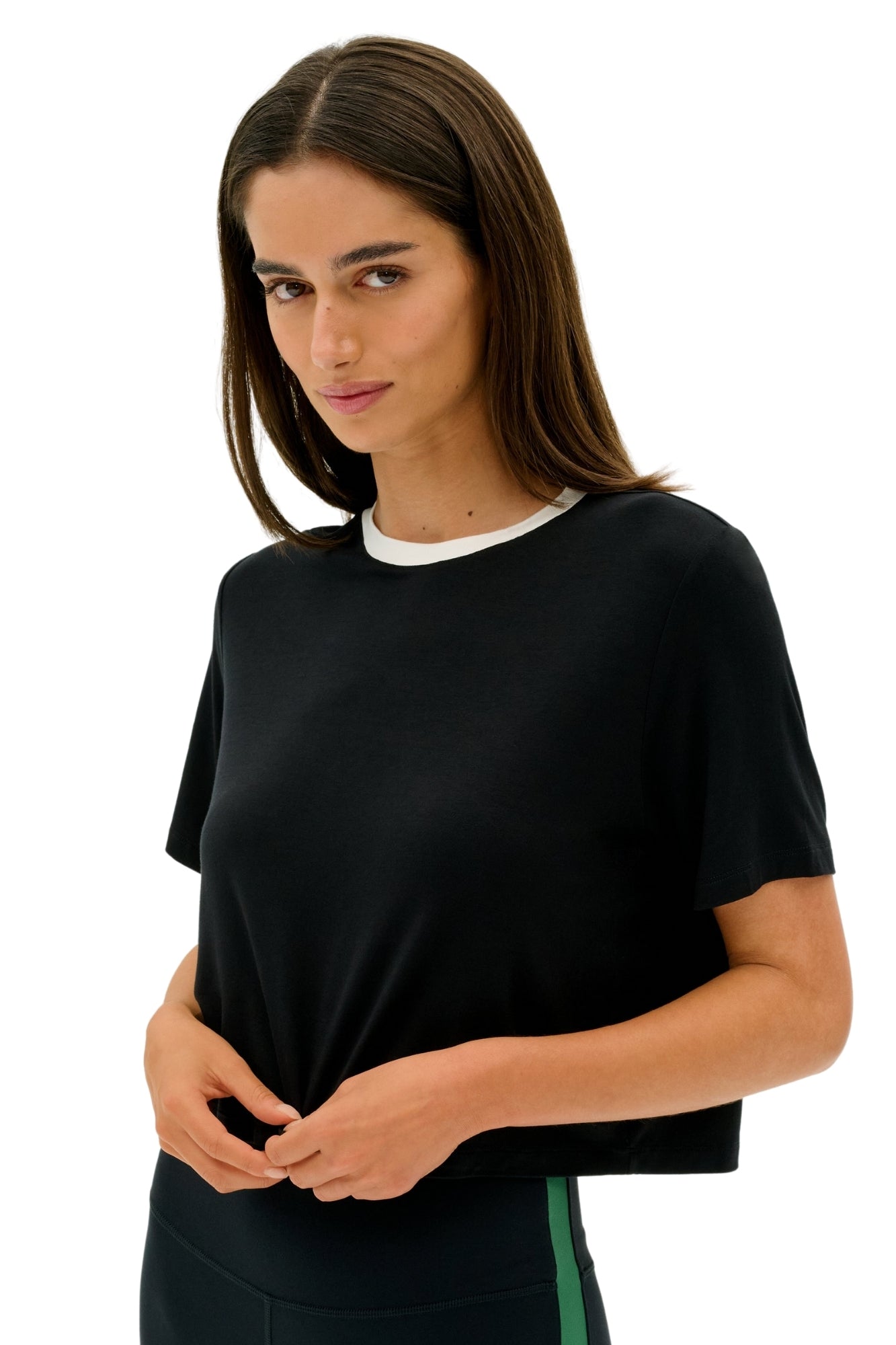 DJUNA CROP BLACK AND WHITE RINGER