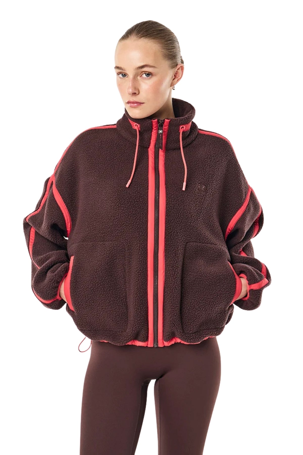 LENNON SHERPA JACKET IN DARK PLUM AND STRAWBERRY