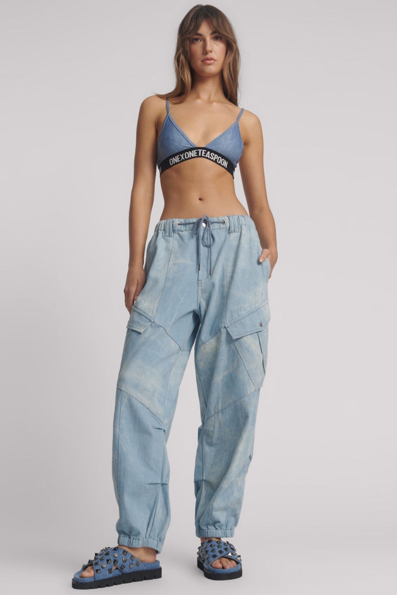 CLOUDY BLUE UTILITY DENIM FLIGHT FROTH PANTS