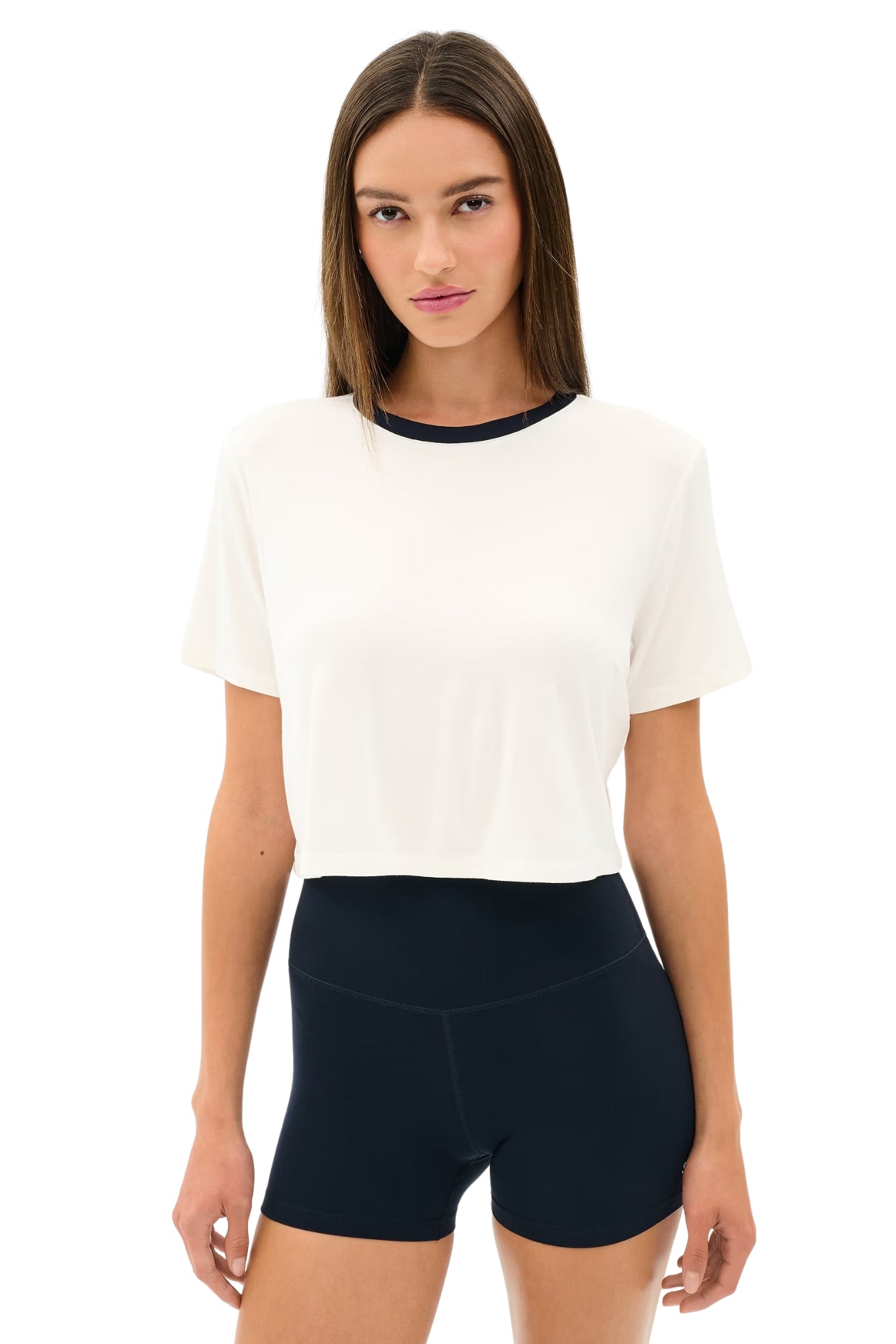 DJUNA CROP RINGER WHITE AND INDIGO