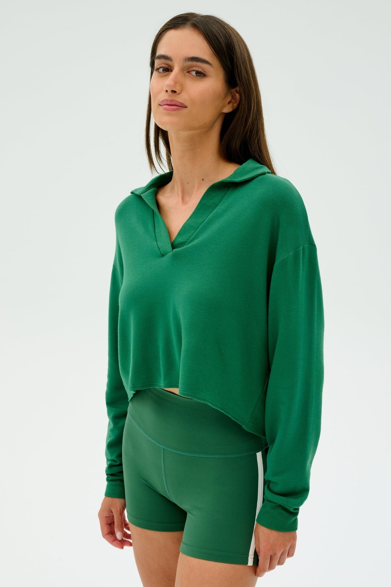 JOAN FLEECE POLO SWEATSHIRT ARUGULA
