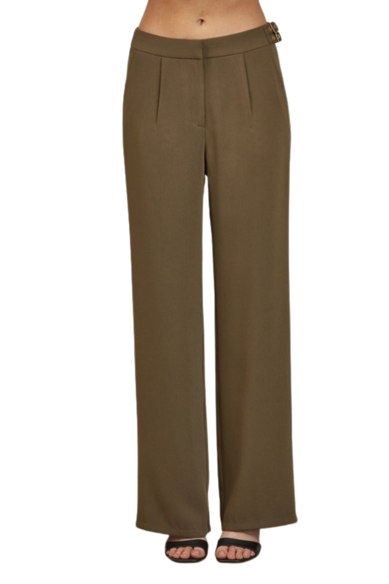 BELTED DARK OLIVE TROUSER