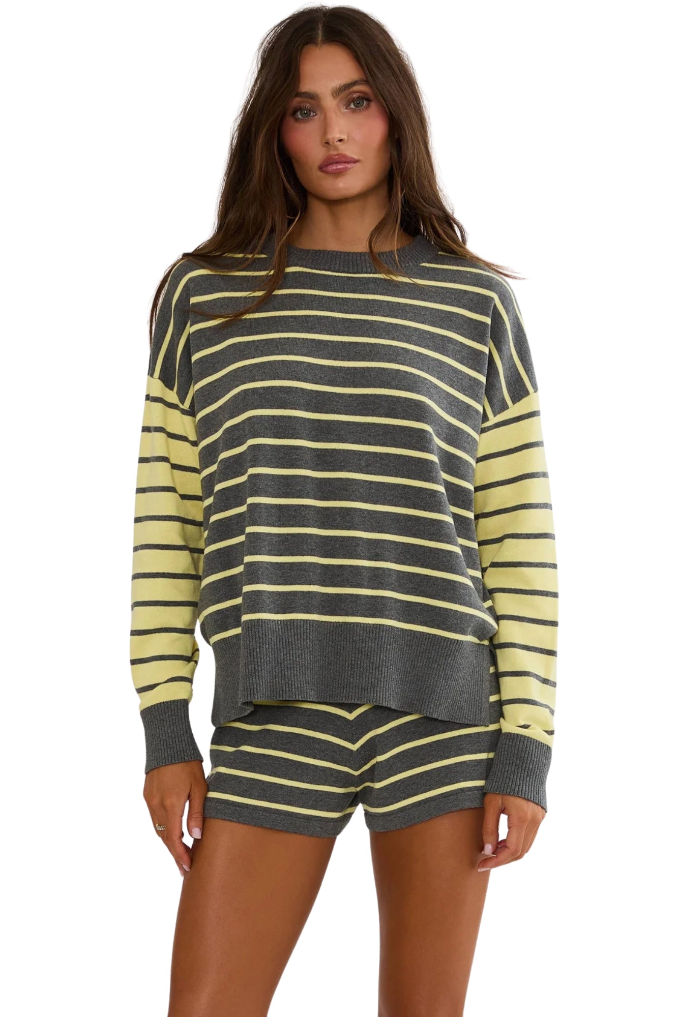 BUTTER GRAY STRIPE COMFY SET