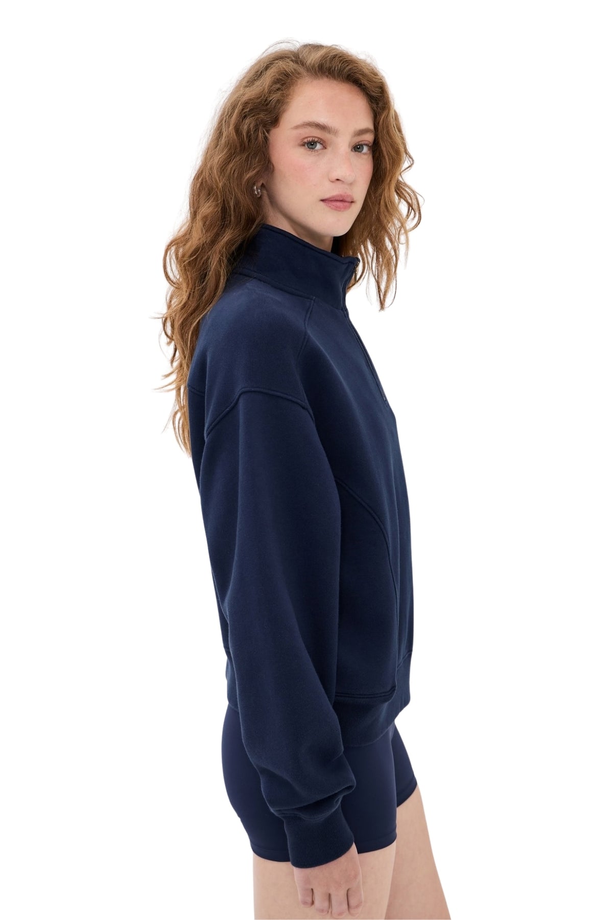 CREST EMBROIDERED QUATER ZIP IN DARK NAVY
