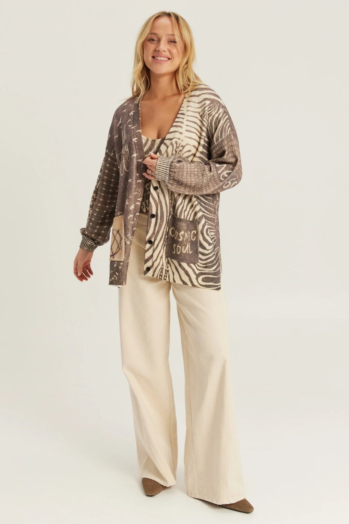 LIV NOIR MUSE PRINTED CARDIGAN
