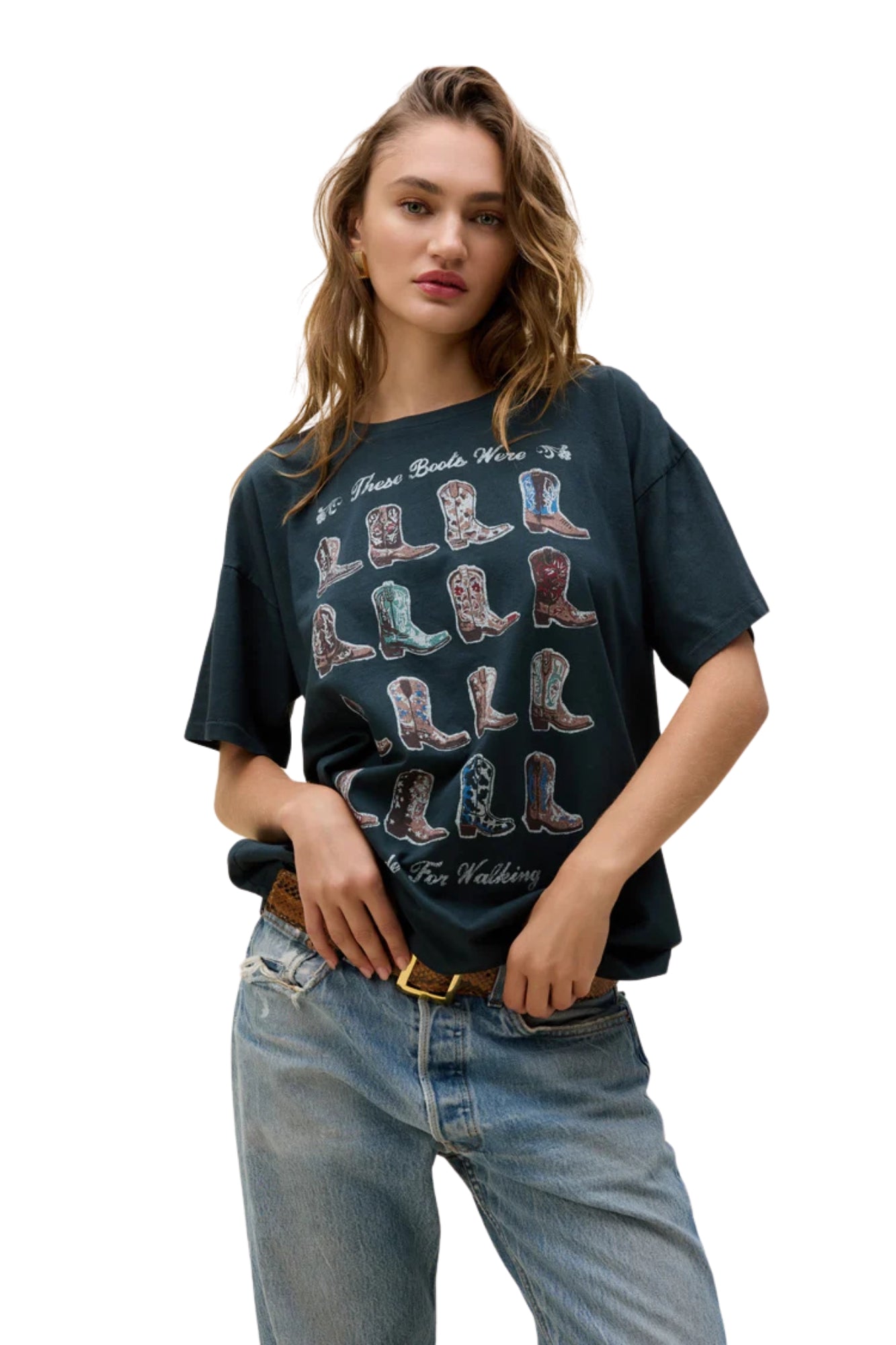 BOOT FOR WALKING VINTAGE BLACK MERCH TEE