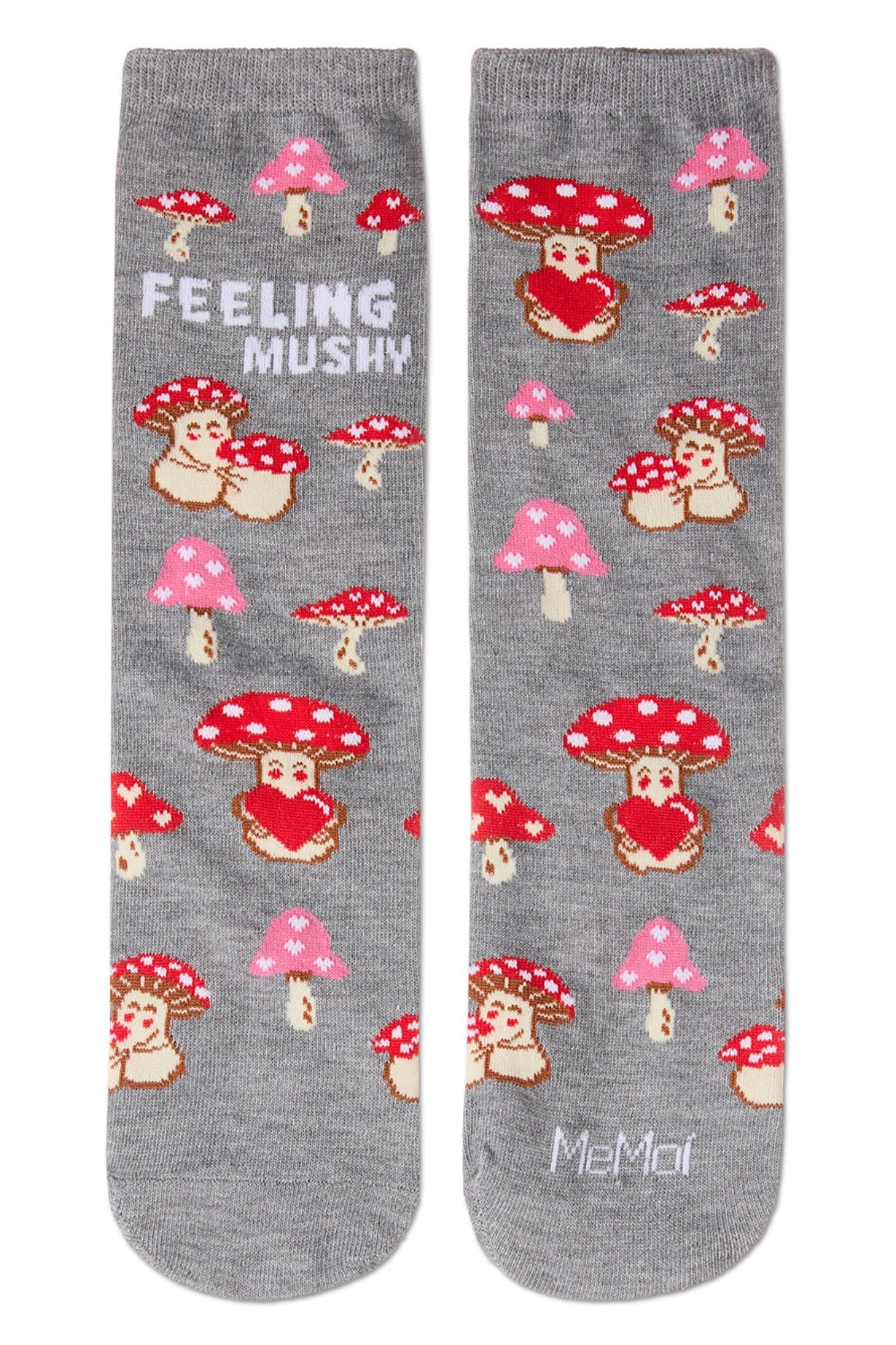 FEELING MUSHY GREETING MED GRAY HEATHER CARD SOCKS