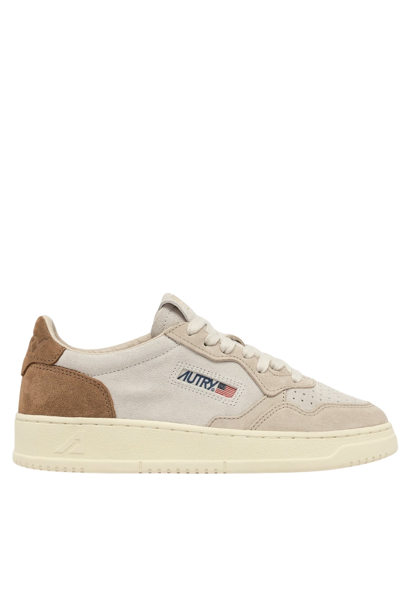MEDALIST LOW TRICOLOR SNEAKERS IN SAND AND CIGAR SUEDE