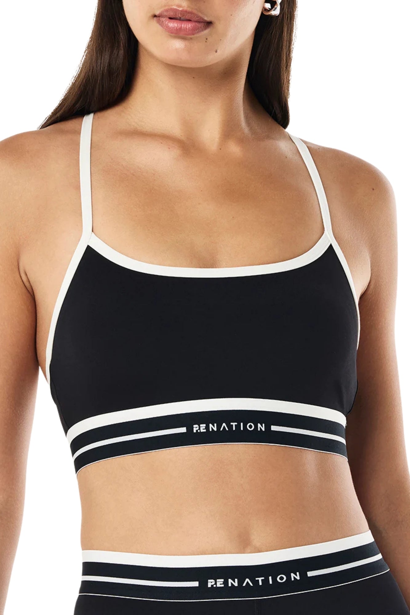 ADVANTAGE SPORTS BRA IN BLACK AND WHISPER WHITE