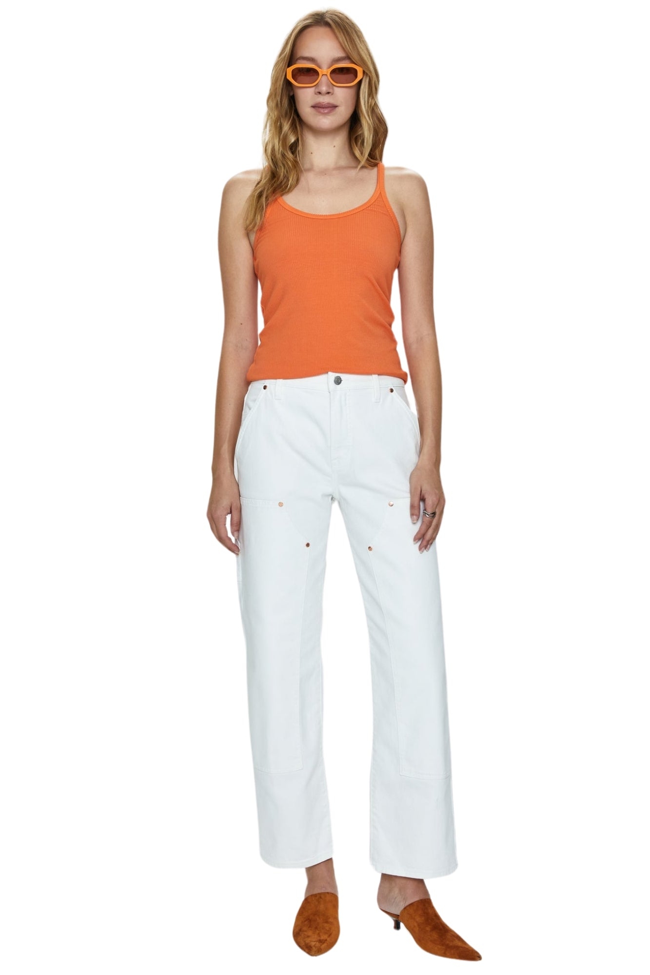 LEXI CARPENTER MID RISE BOWED STRAIGHT WHITE