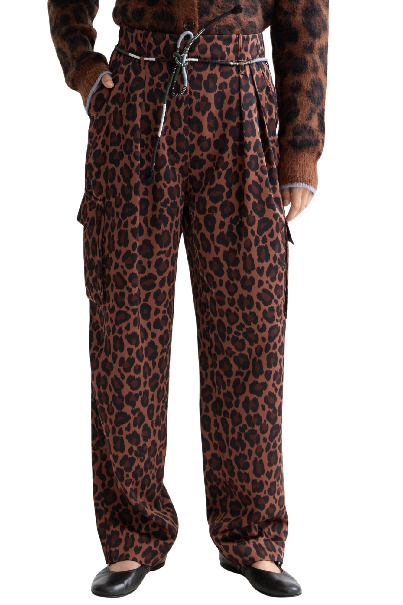 FAYE HIGH RISE TAPERED LEG SATIN PANT PEACE LEOPARD