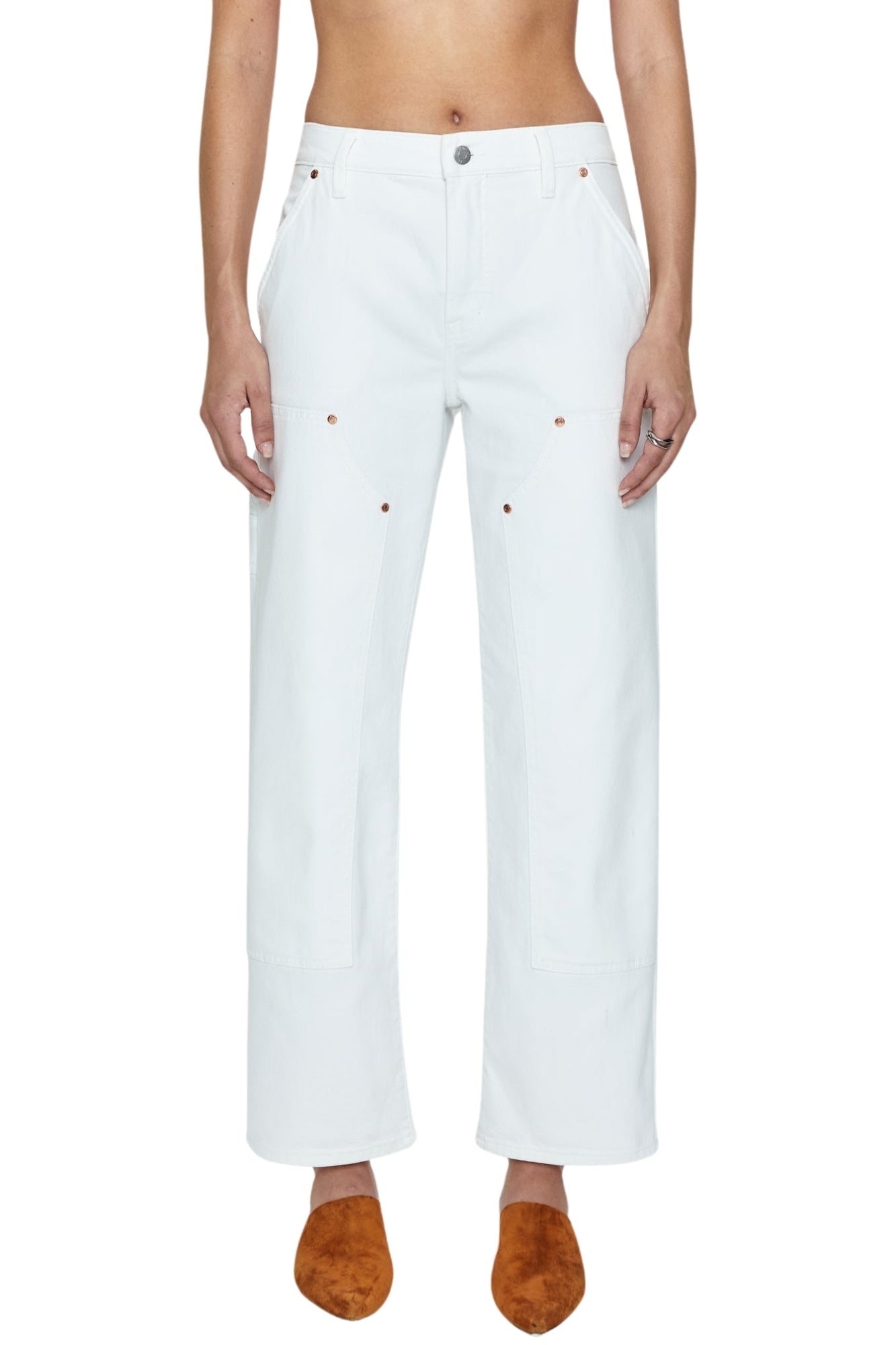 LEXI CARPENTER MID RISE BOWED STRAIGHT WHITE