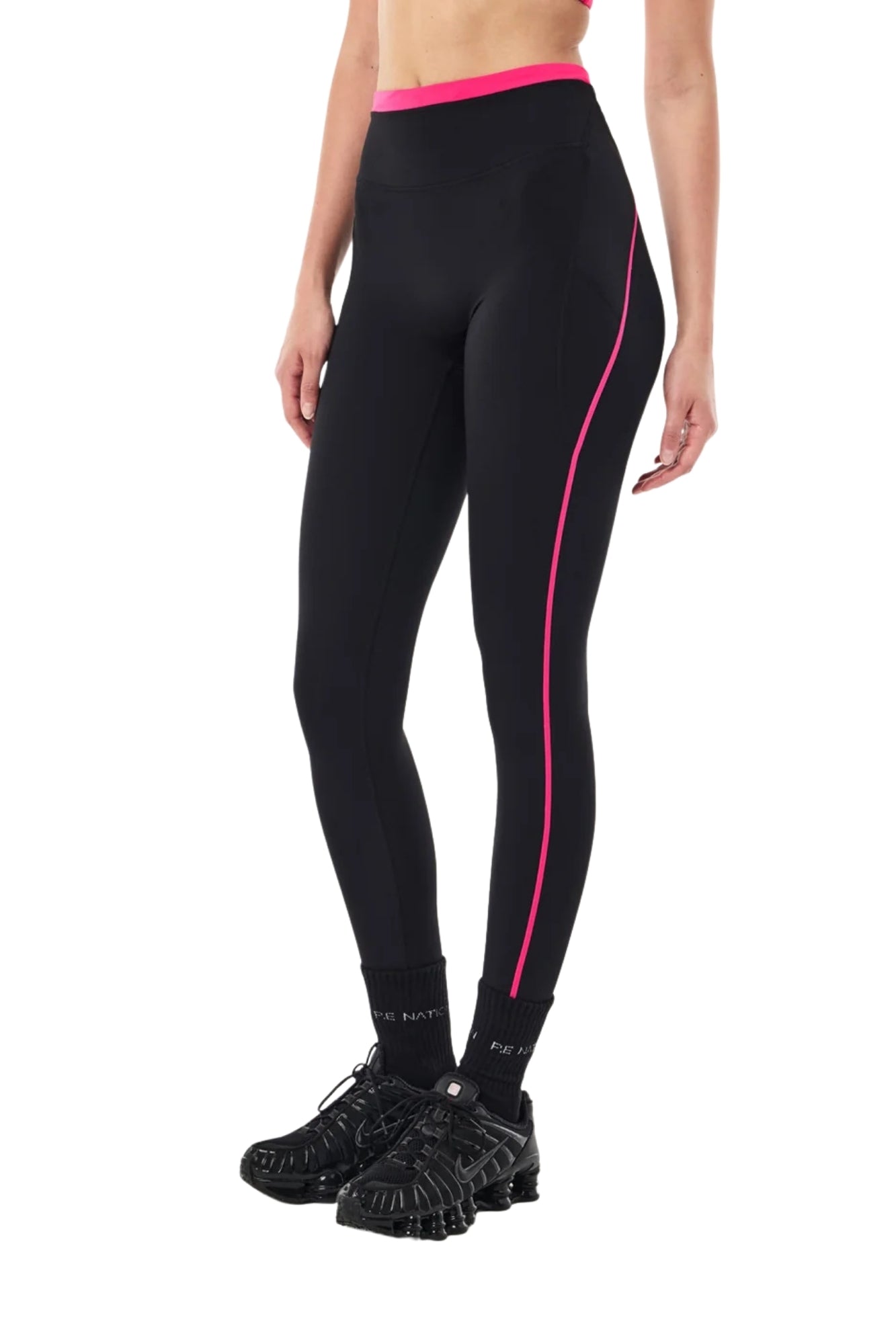RAPID FULL LENGTH LEGGING IN BLACK AND COSMO PINK
