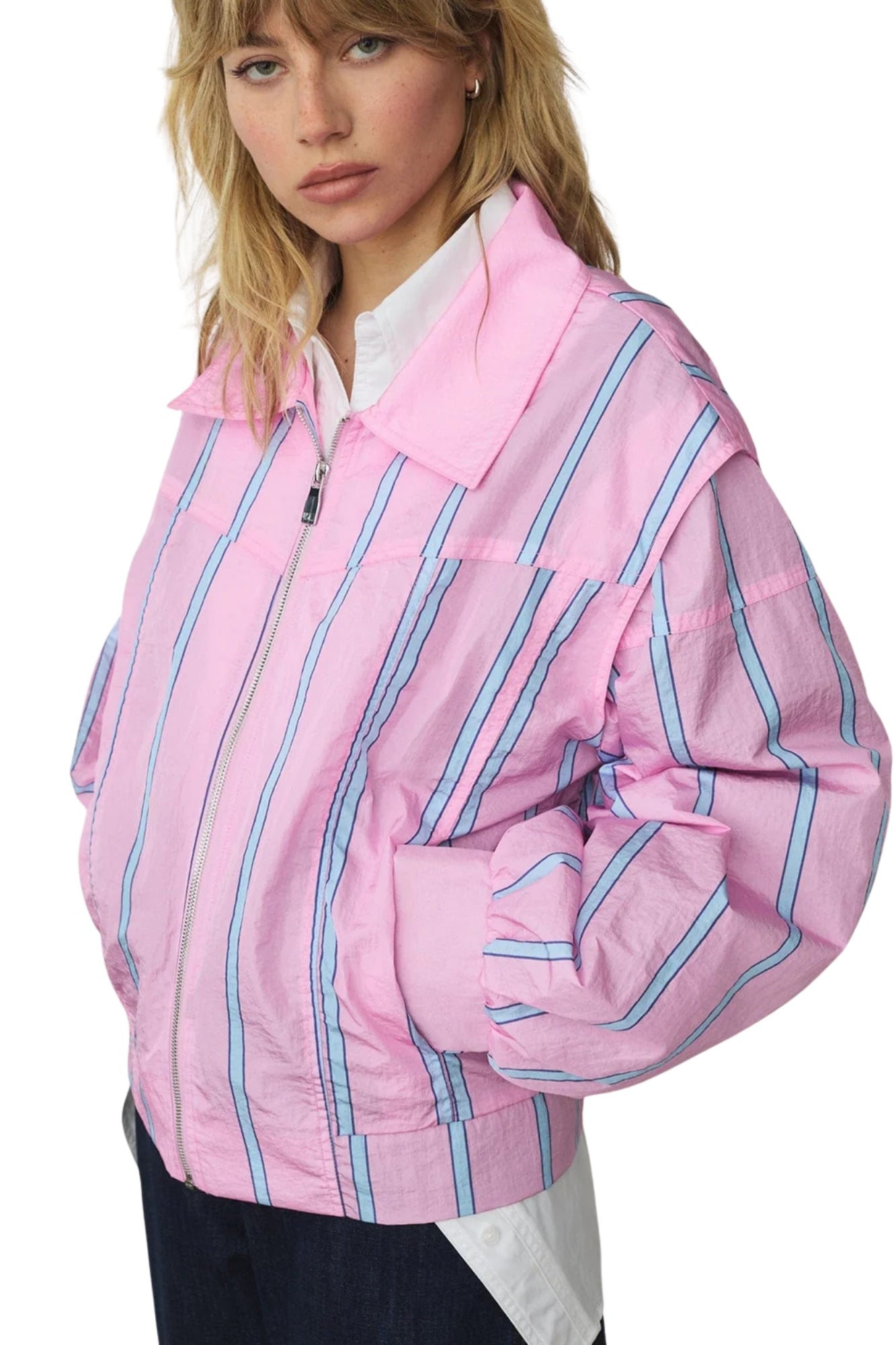 WATSON PINK STRIPED BOMBER JACKET