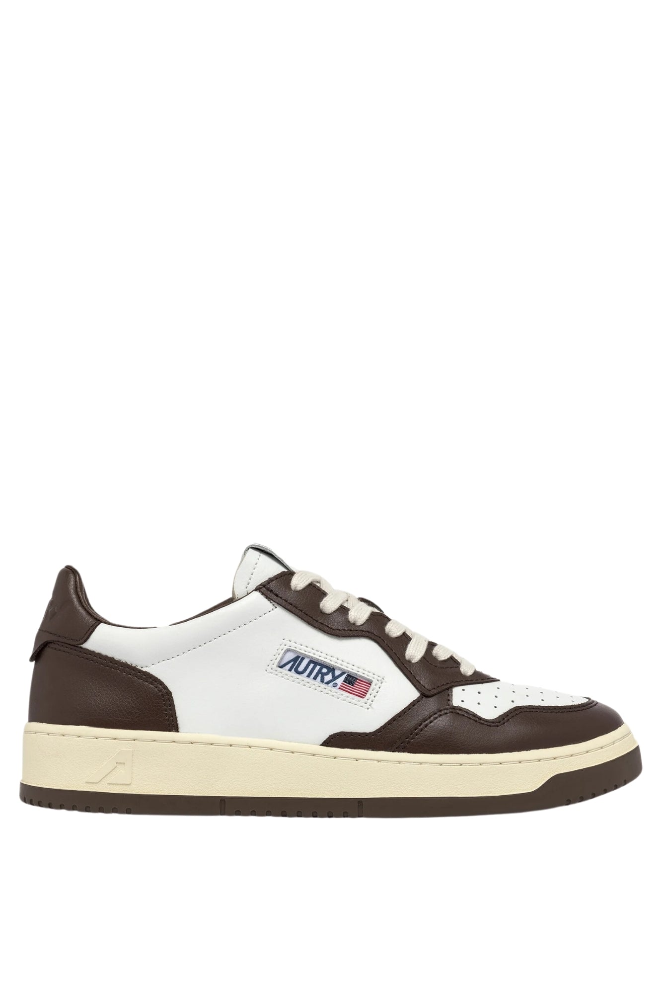 MEDALIST LOW BICOLOR SNEAKERS IN WHITE AND CHESTNUT LEATHER
