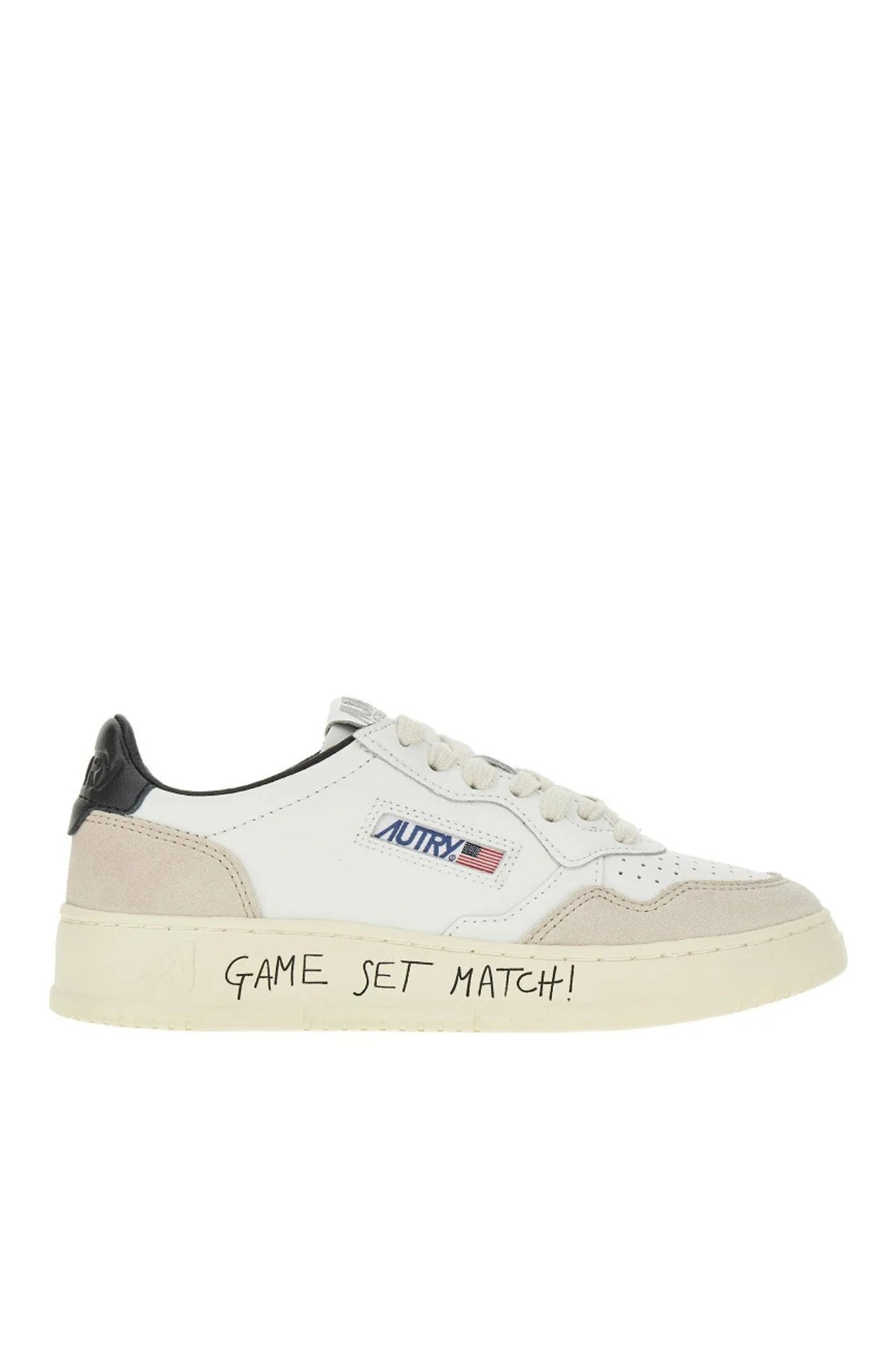 MEDALIST LOW SNEAKERS IN WHITE AND BLACK LEATHER AND SUEDE WITH LETTERING