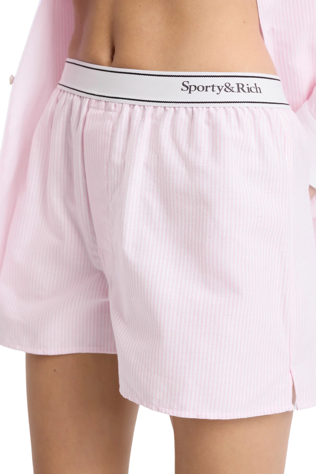 SERIF LOGO OXFORD PINK WHITE STRIPE BOXER