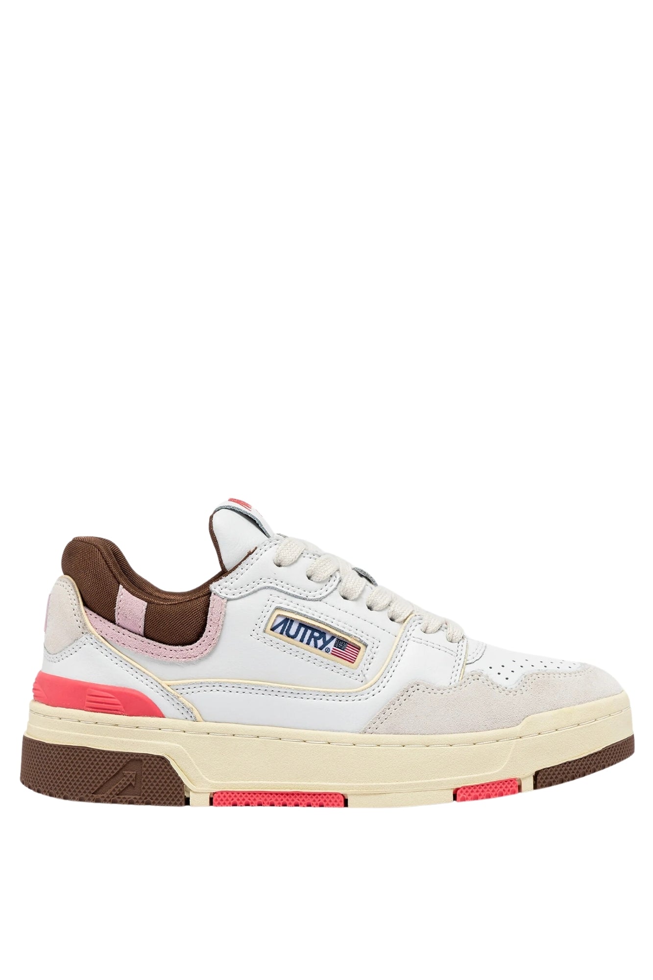 CLC LOW SNEAKERS IN WHITE, BROWN AND PINK LEATHER