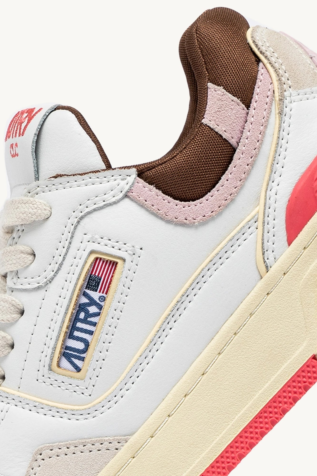 CLC LOW SNEAKERS IN WHITE, BROWN AND PINK LEATHER