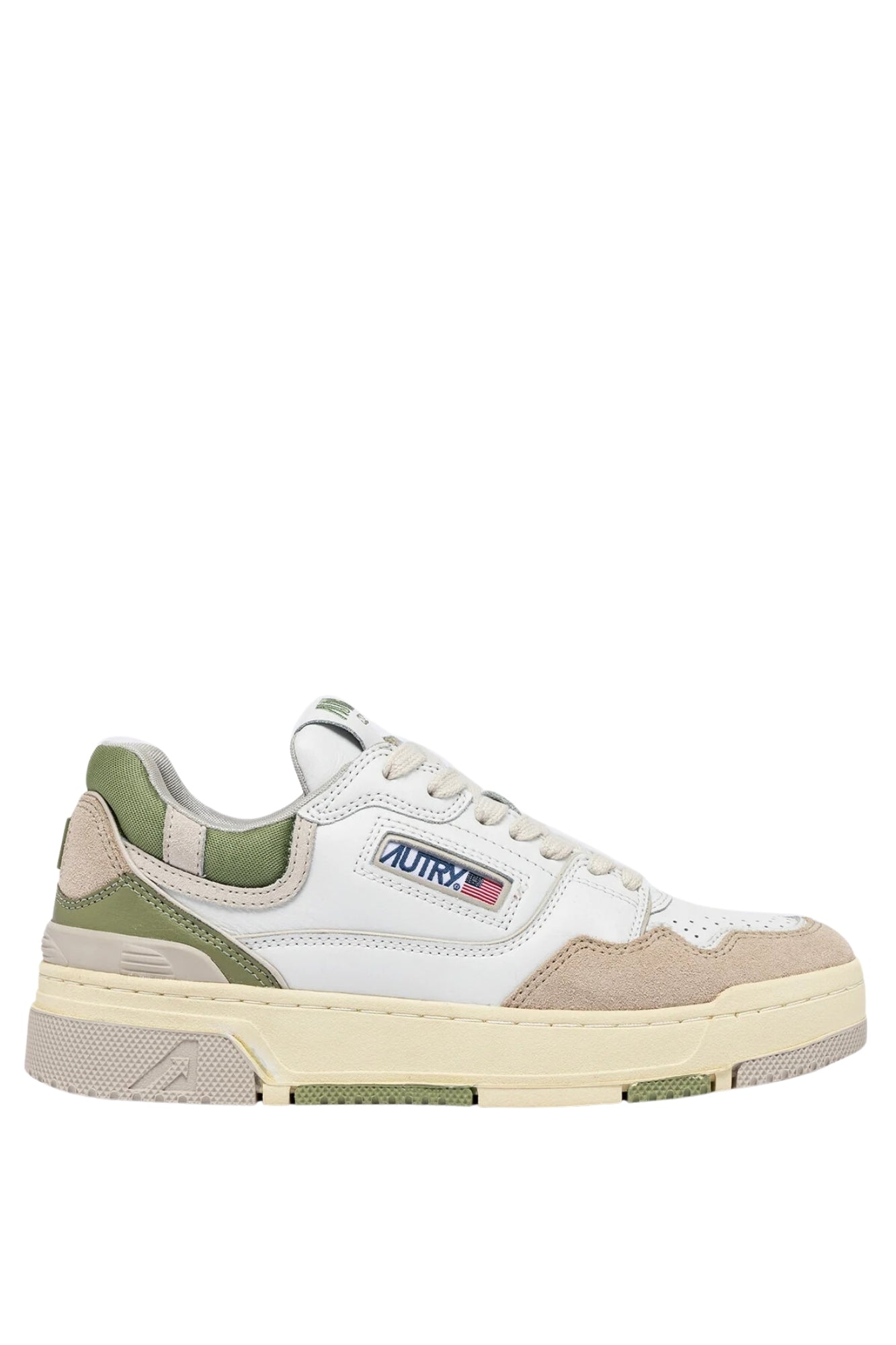 CLC LOW SNEAKERS IN WHITE, GRAY AND GREEN LEATHERUS