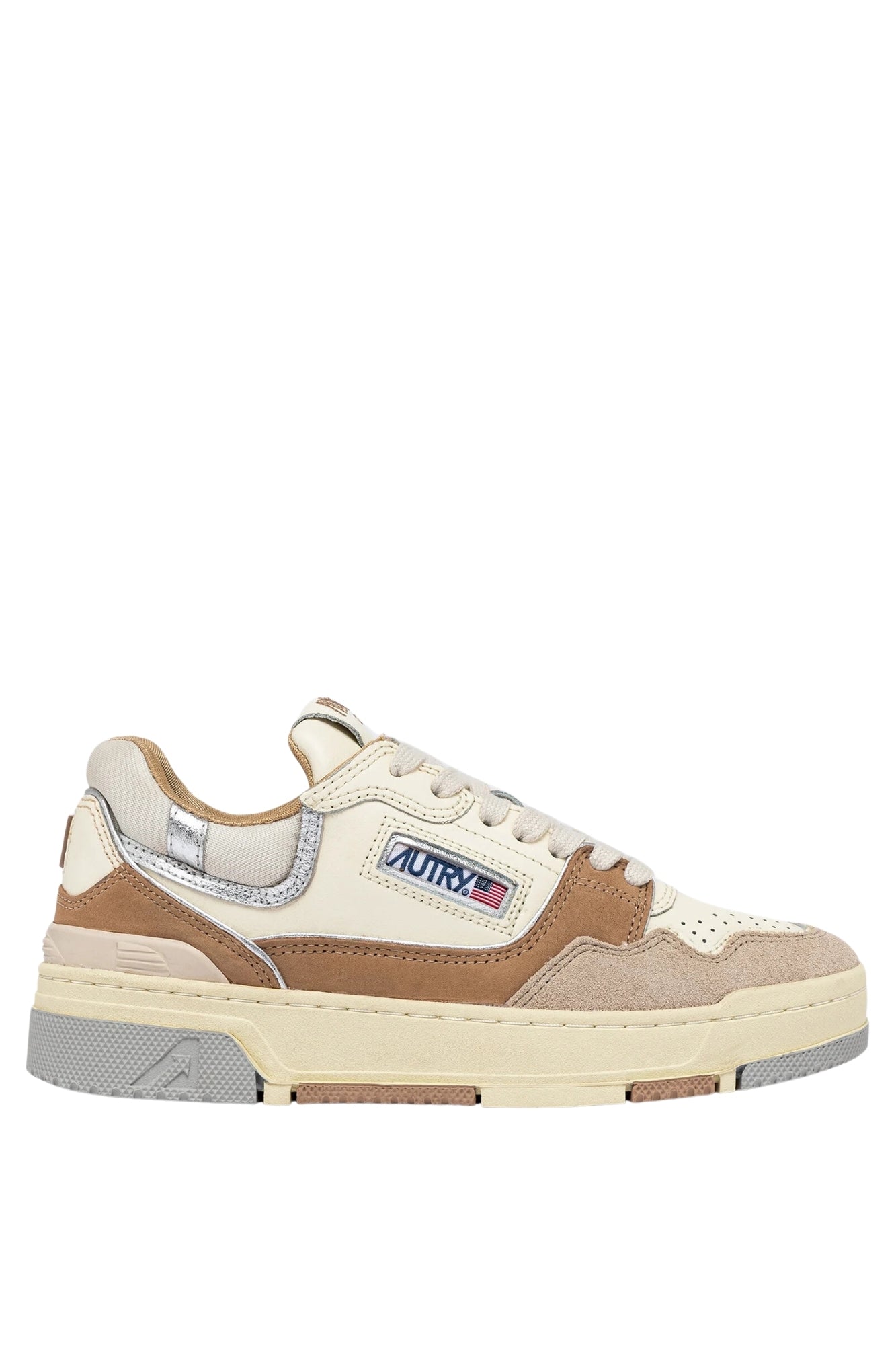 CLC LOW SNEAKERS IN BEIGE AND SILVER SUEDE AND NUBUCK