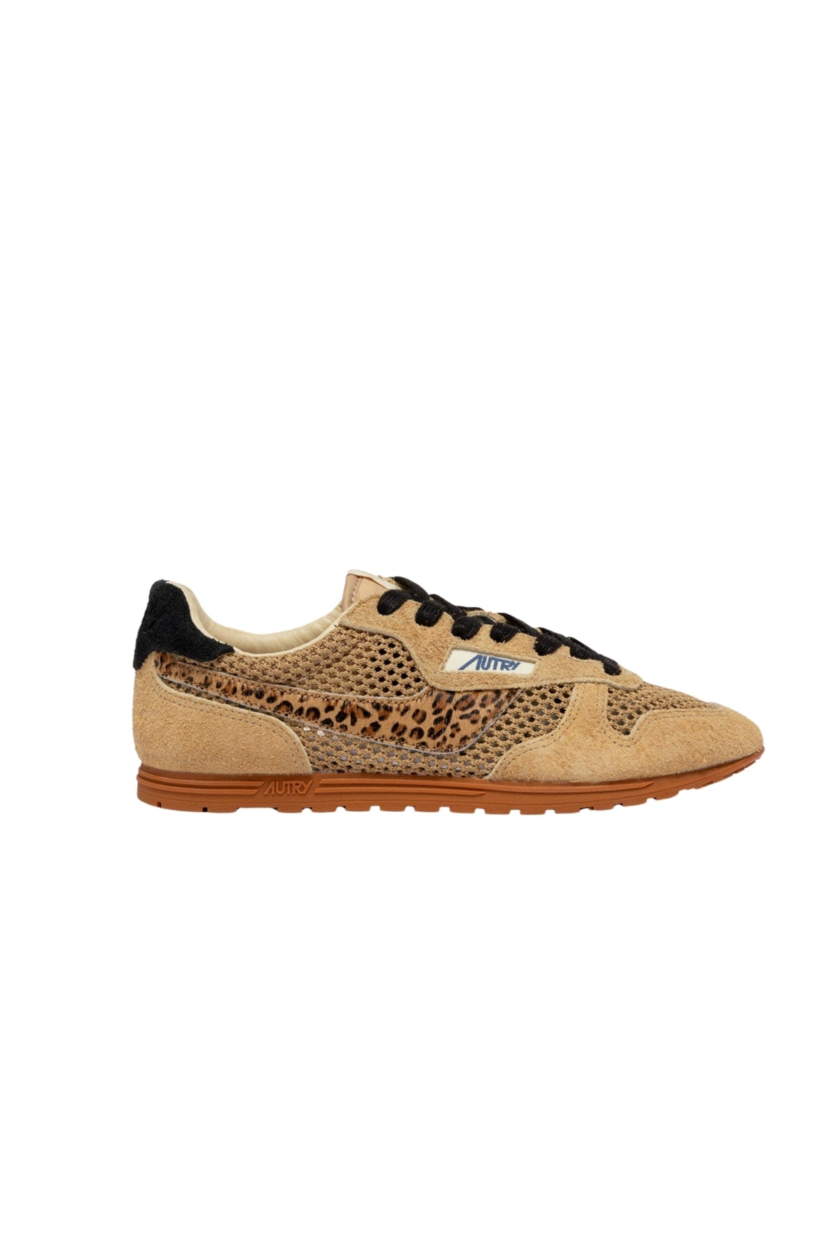 WINDSPIN SNEAKERS IN TRENCH LEOPARD AND BLACK MESH AND SUEDE