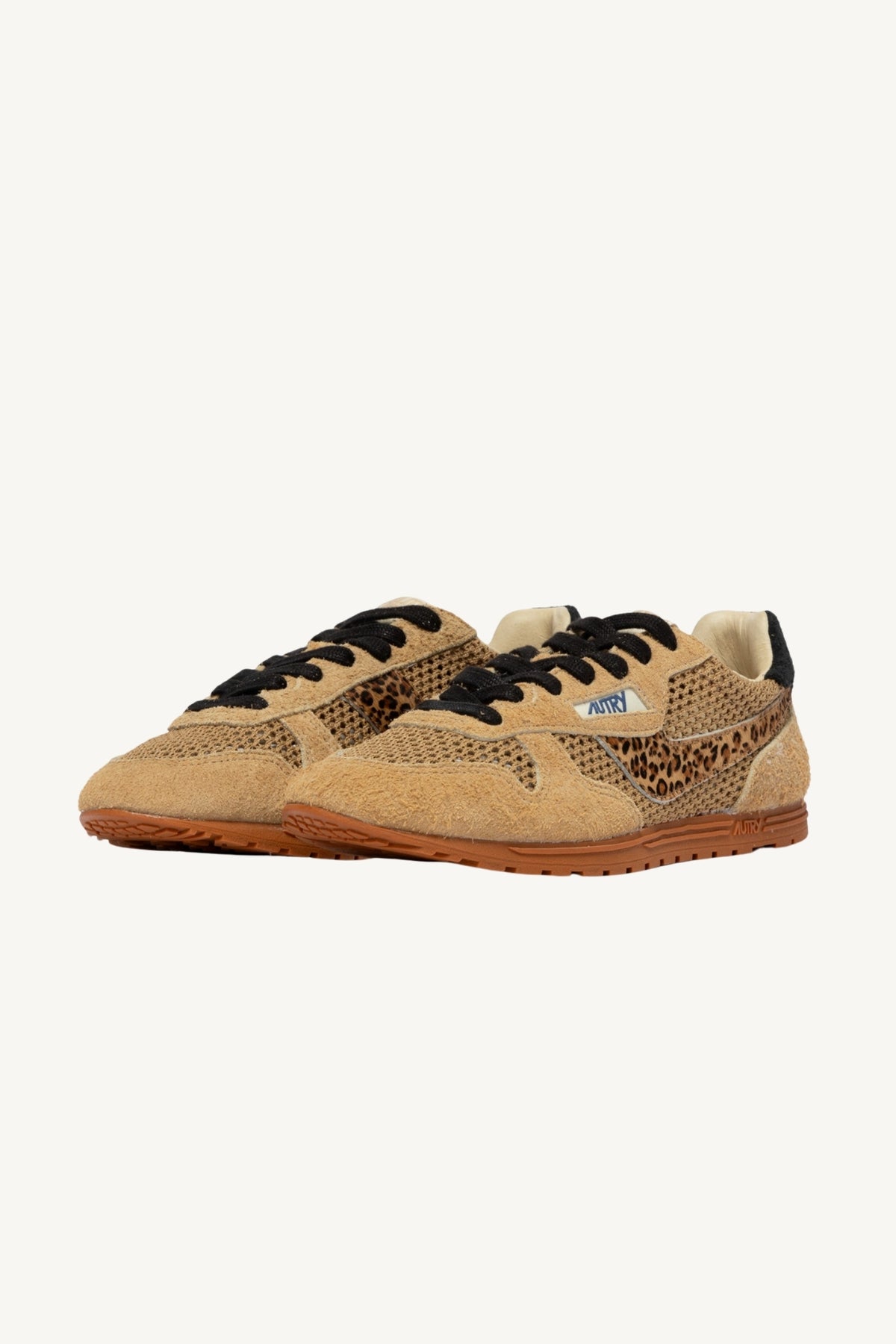 WINDSPIN SNEAKERS IN TRENCH LEOPARD AND BLACK MESH AND SUEDE