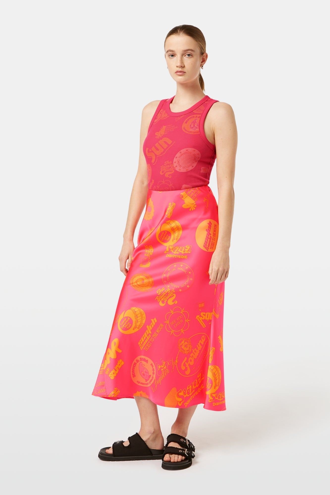 ALL OVER LUNAR PIER PINK PRINTED RIB TANK
