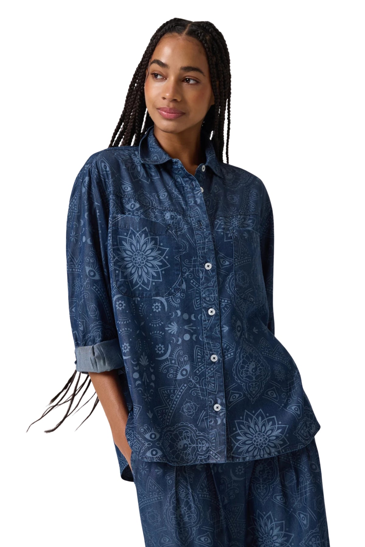 MANDALA SPIRIT HAVEN SHIRT IN INDIGO