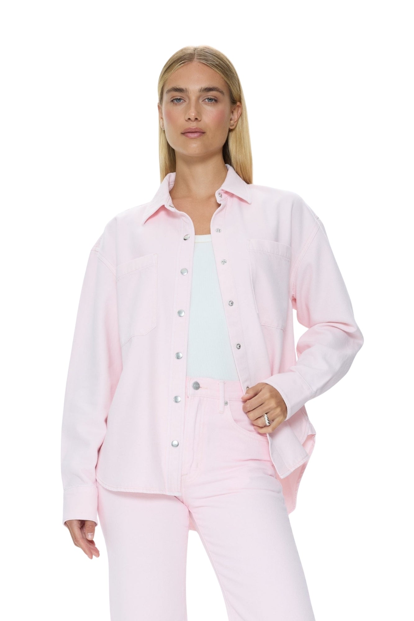 ELIN FLUID DENIM SHACKET BLUSH