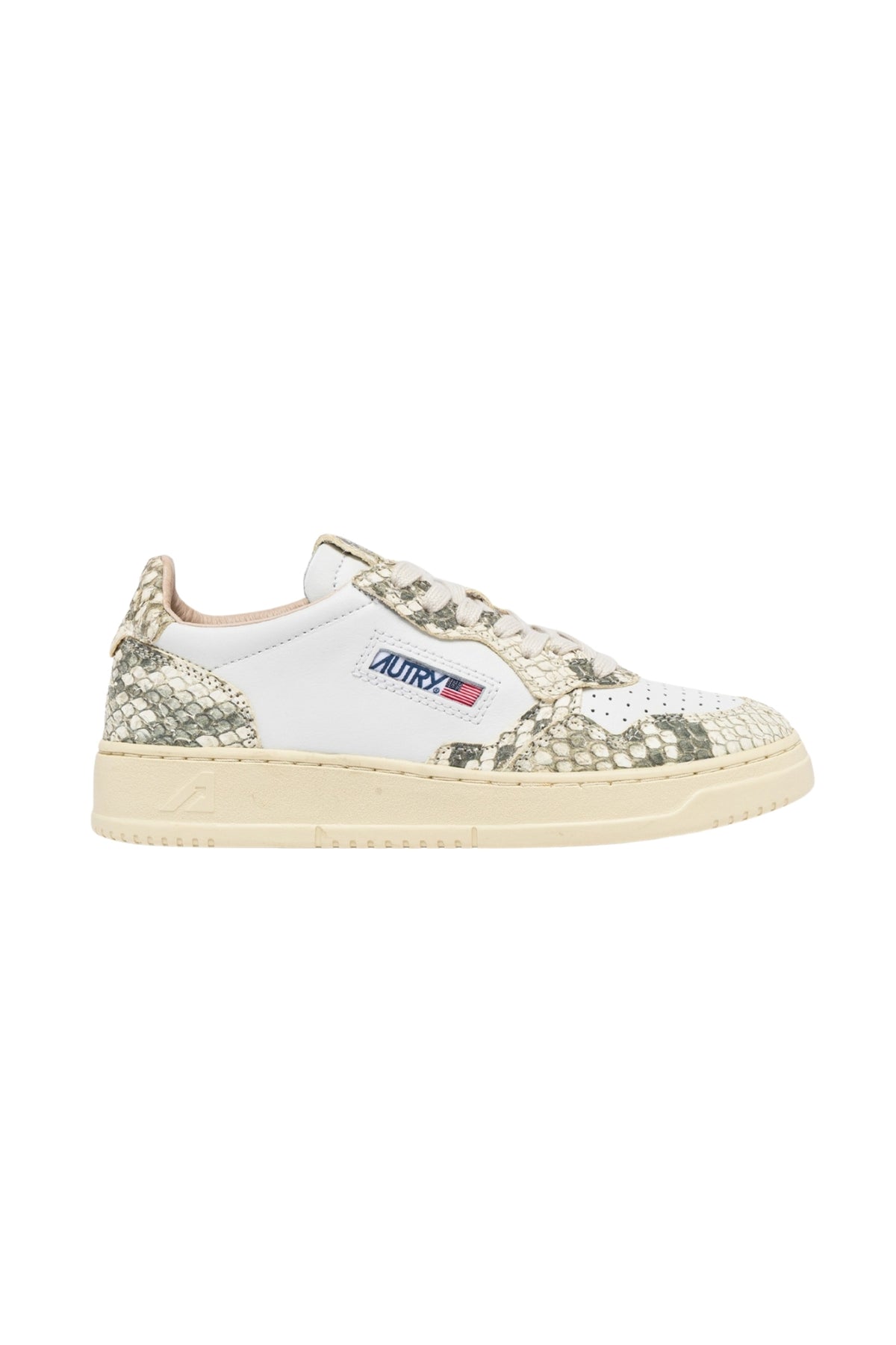 MEDALIST LOW SNEAKERS IN WHITE LEATHER WITH SNAKE DIAMOND PRINT