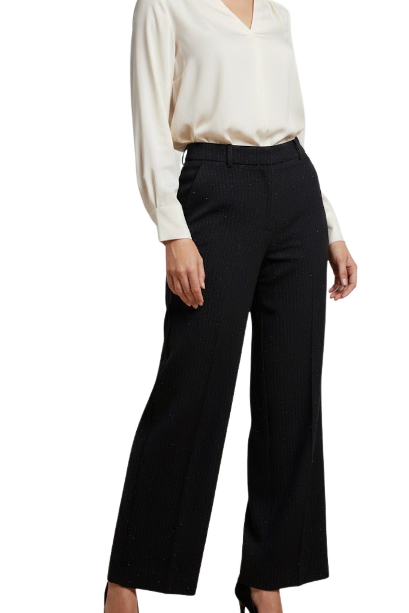 RHINESTONE EMBOSSED BLACK  PINSTRIPE PANT