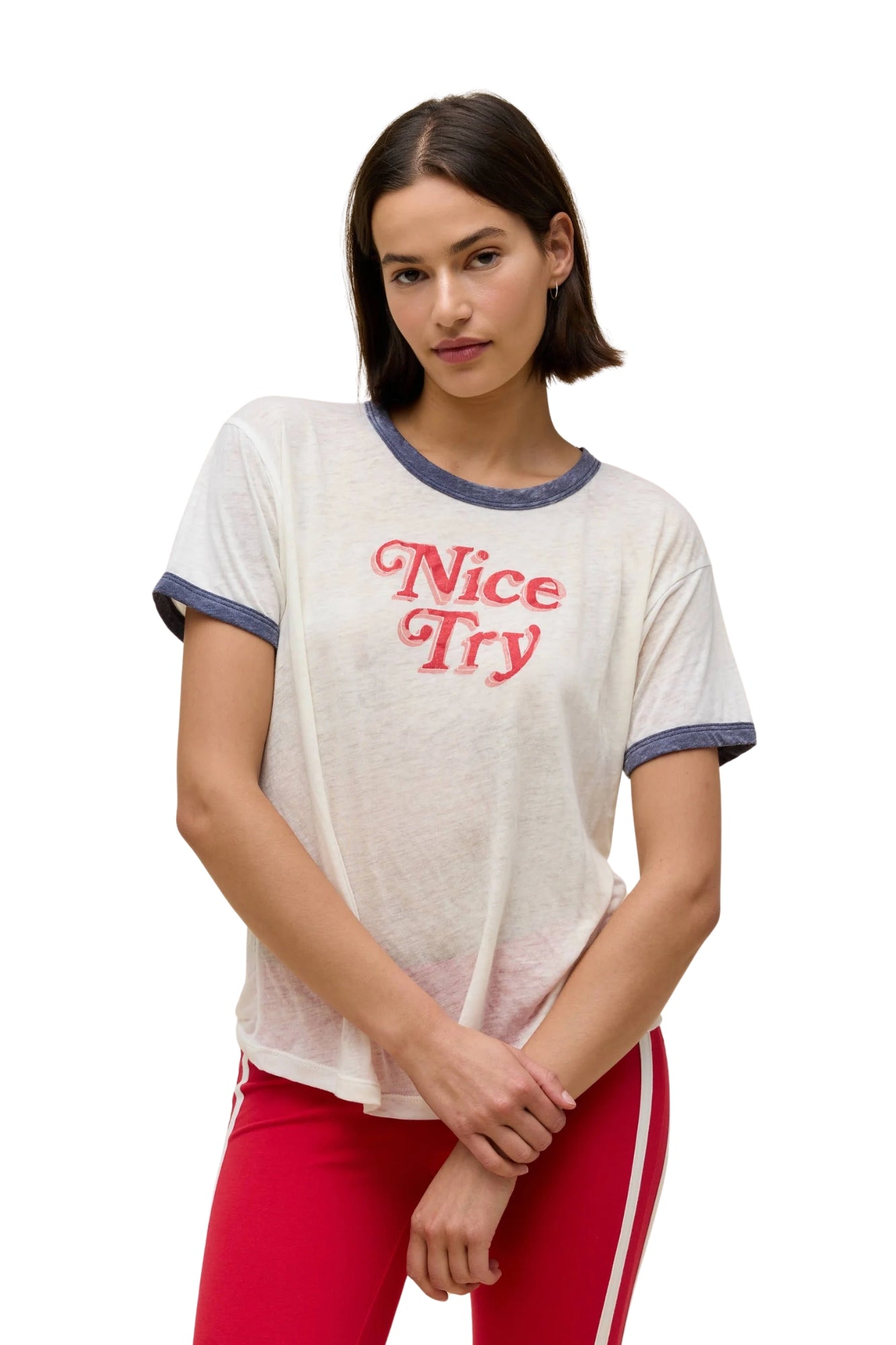 NICE TRY BURNOUT VINTANGE RINGER TEE