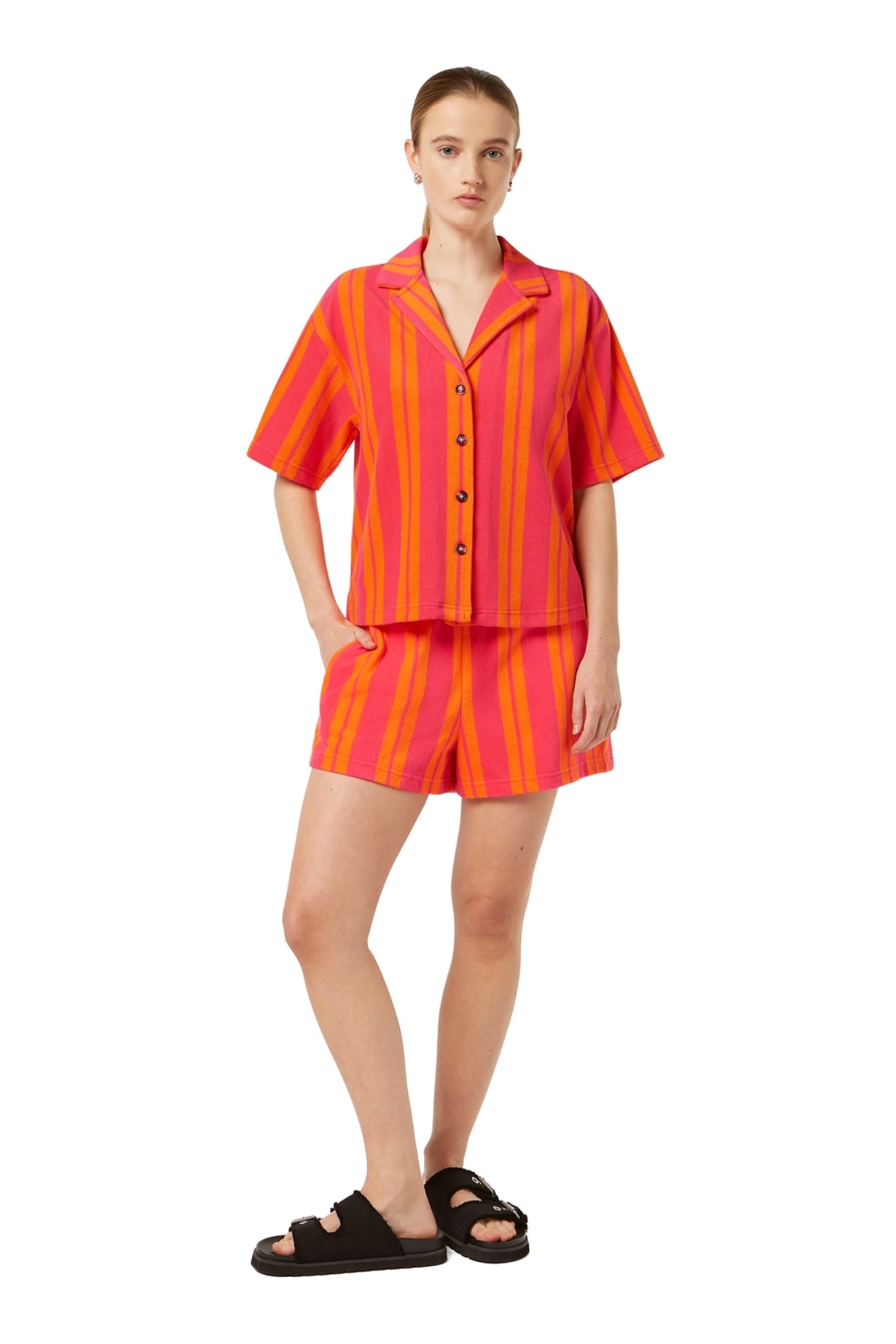 TOWELLING ELECTRIC PINK SET