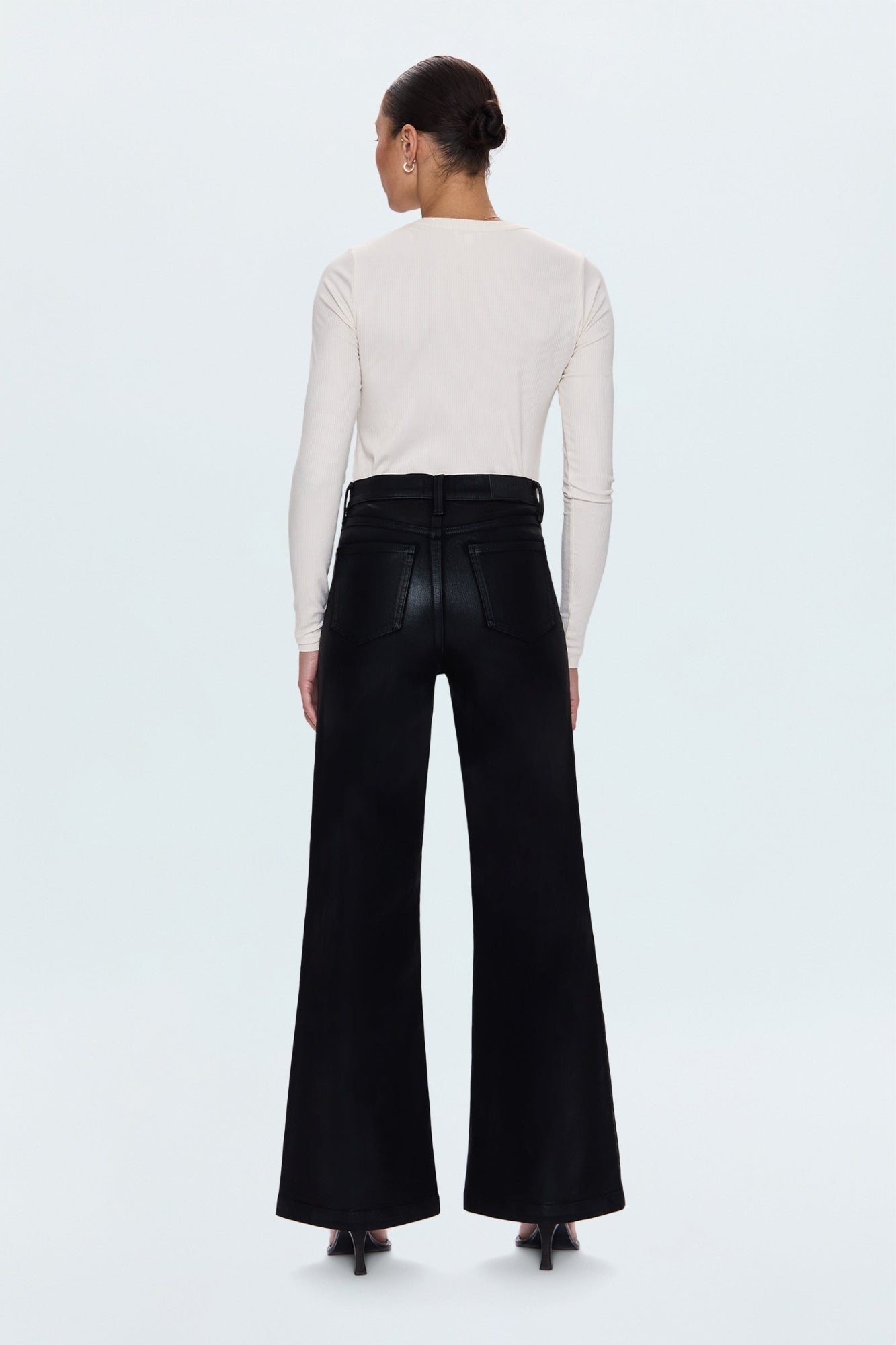 LANA HIGH RISE ULTRA COATED NOIR WIDE LEG