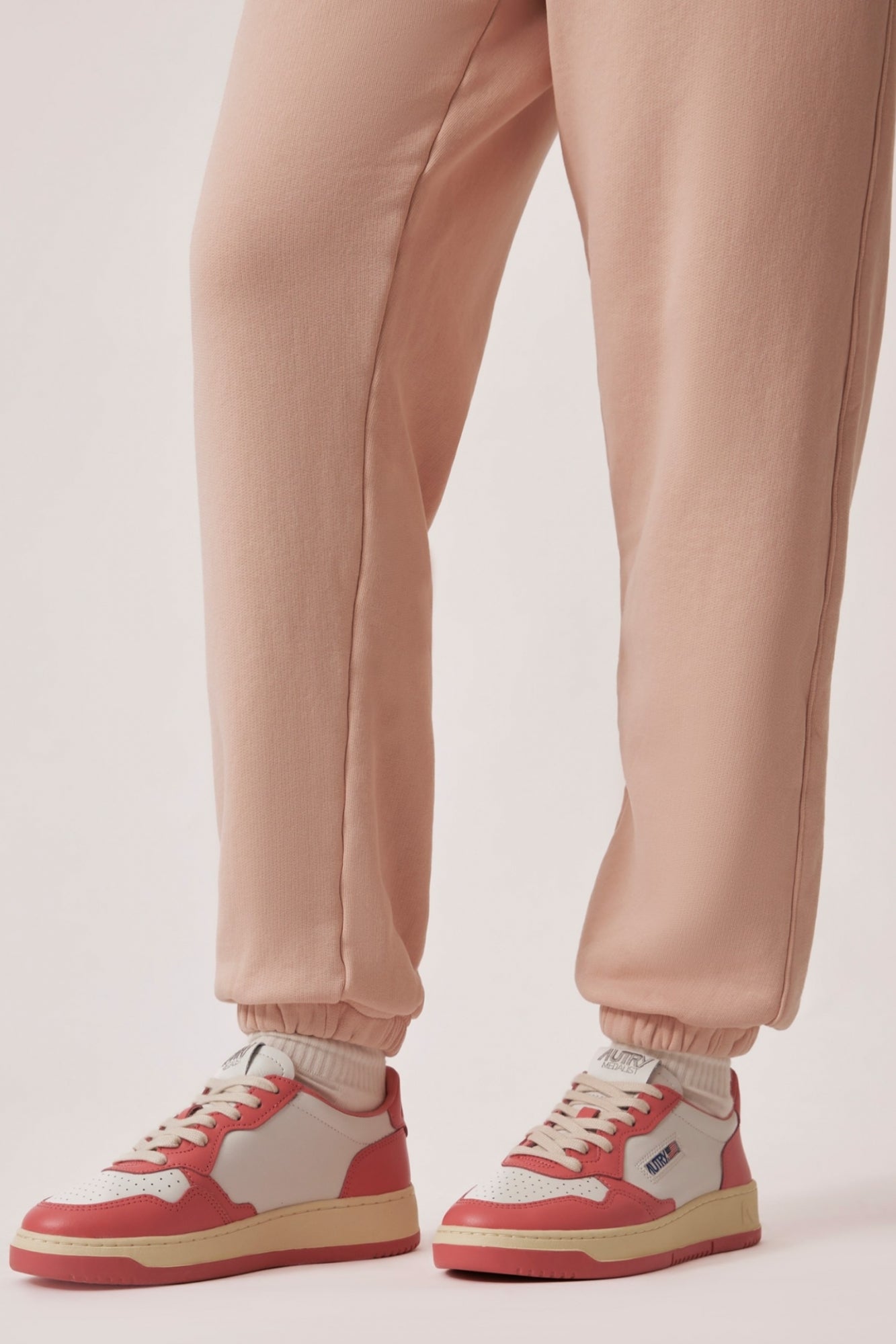 MEDALIST LOW BICOLOR SNEAKERS IN WHITE AND TEAROSE LEATHER